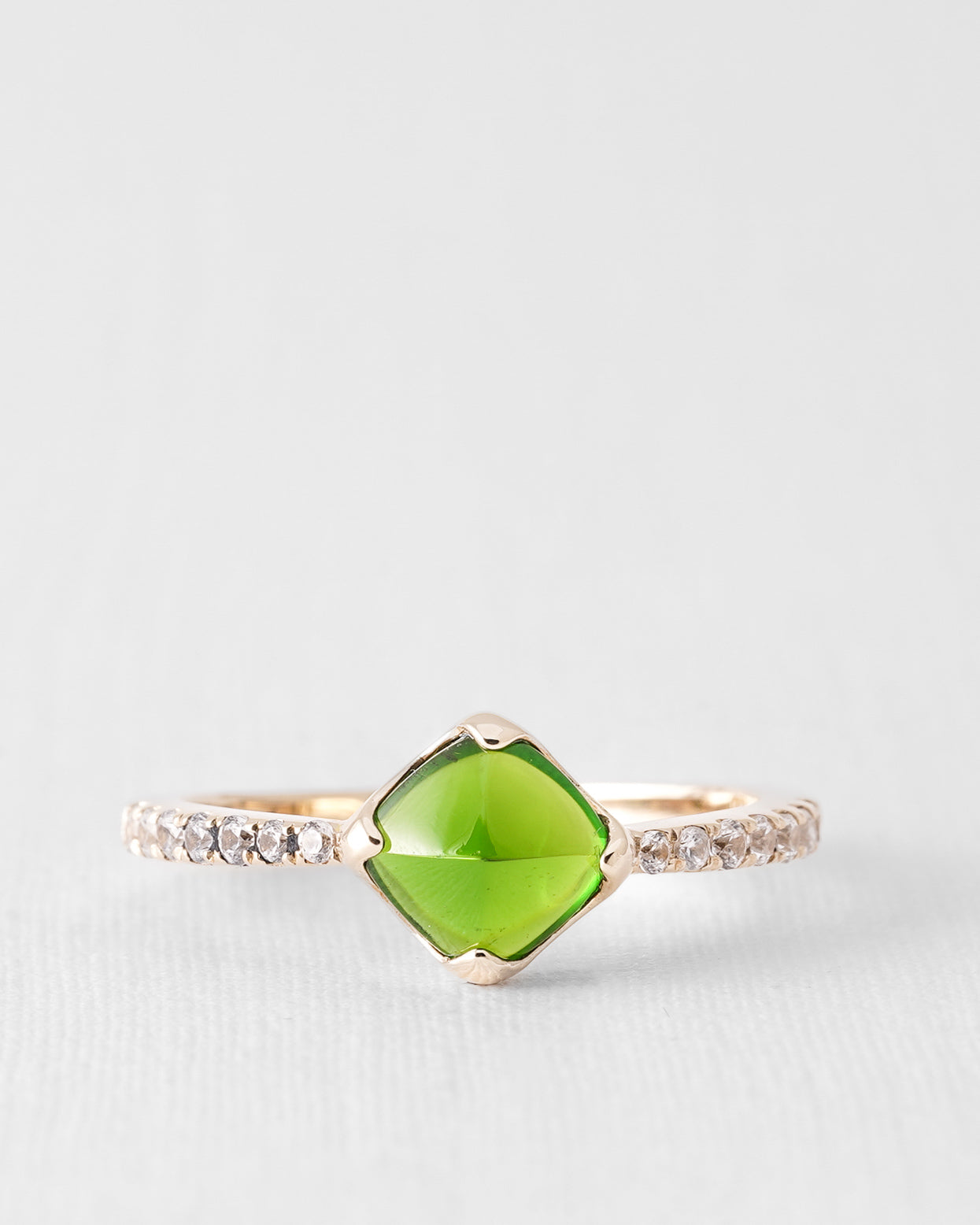 Mirella | Vintage Diopside and White Sapphire Solitaire Ring