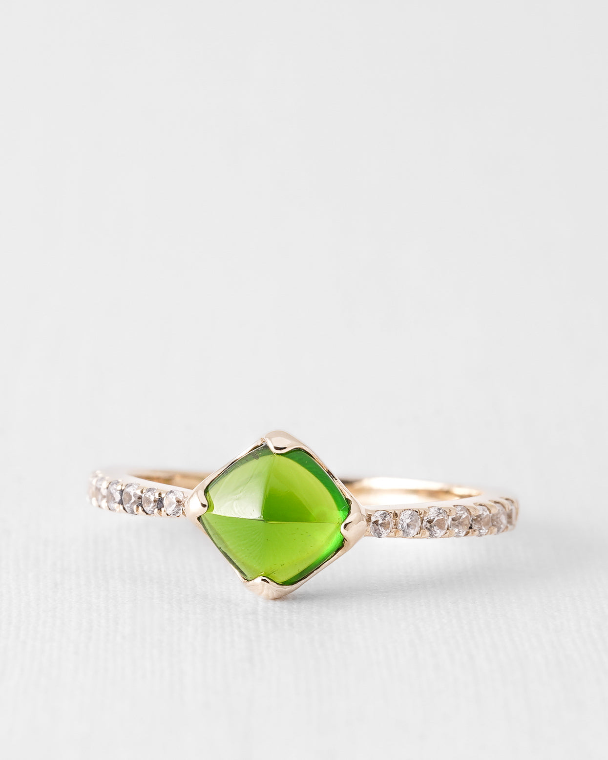 Mirella | Vintage Diopside and White Sapphire Solitaire Ring