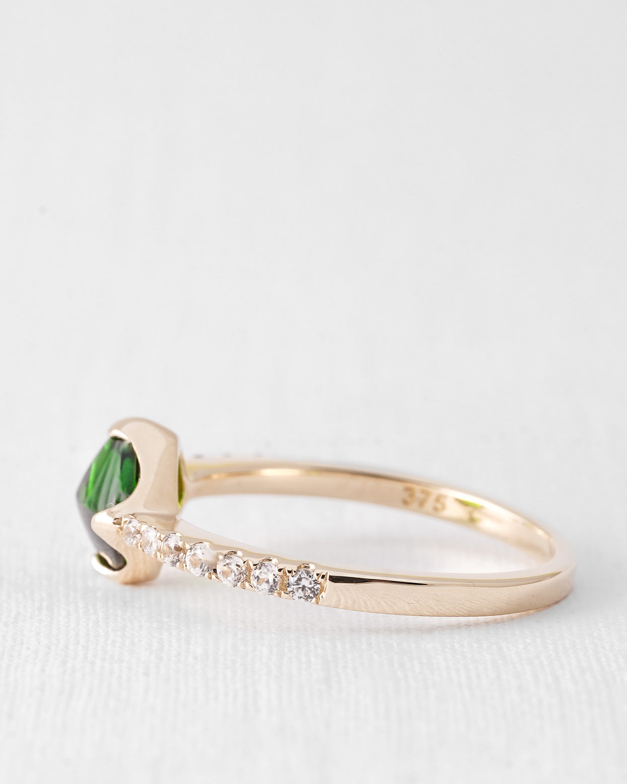 Mirella | Vintage Diopside and White Sapphire Solitaire Ring