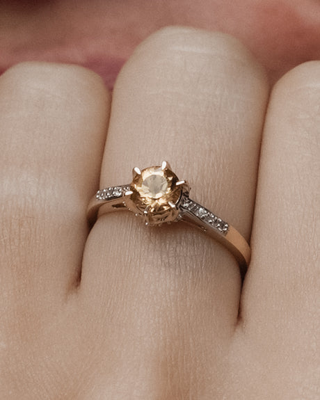 Lemonyra | Vintage Kwarts Solitaire & Diamant Details Ring