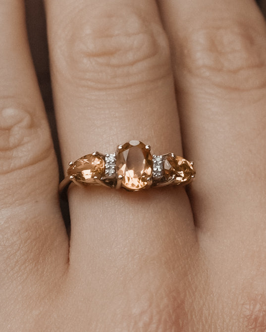 Citreya | Vintage Citrien & Diamant Three-Stone Ring
