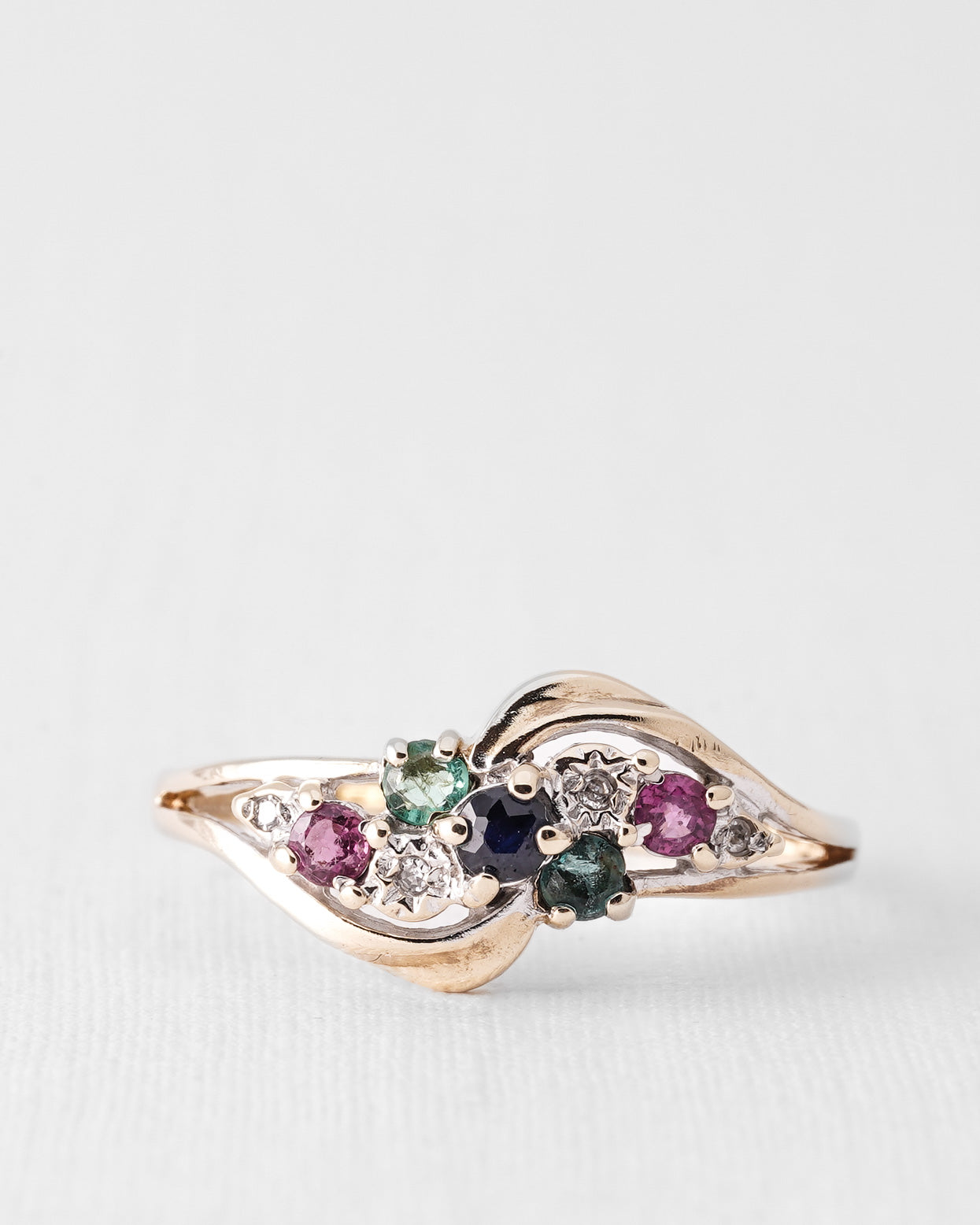 Elva | Vintage Ruby, Sapphire, Emerald, and Diamond Dress Ring