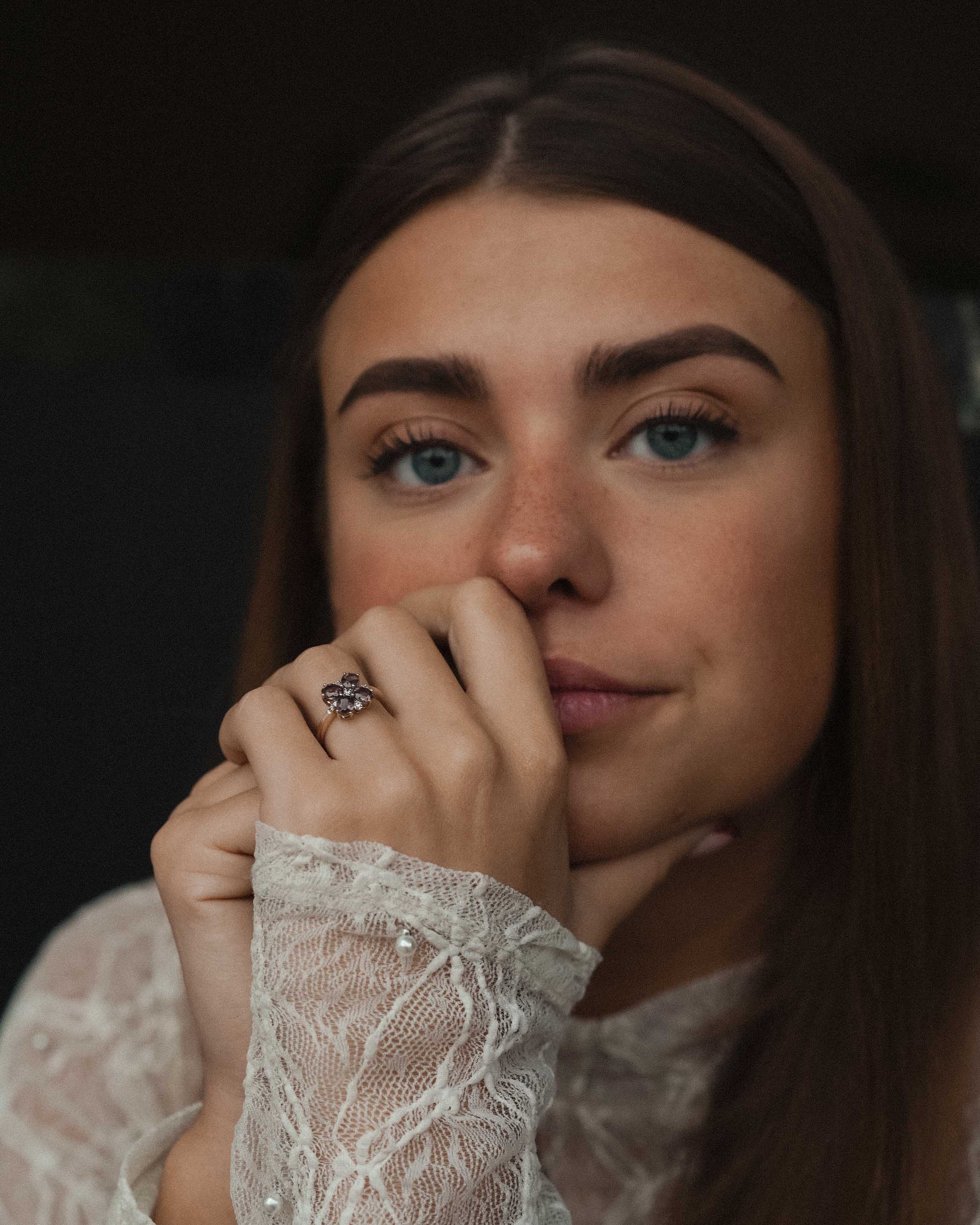 Evelina | Vintage Tourmaline and White Sapphire Cluster Ring