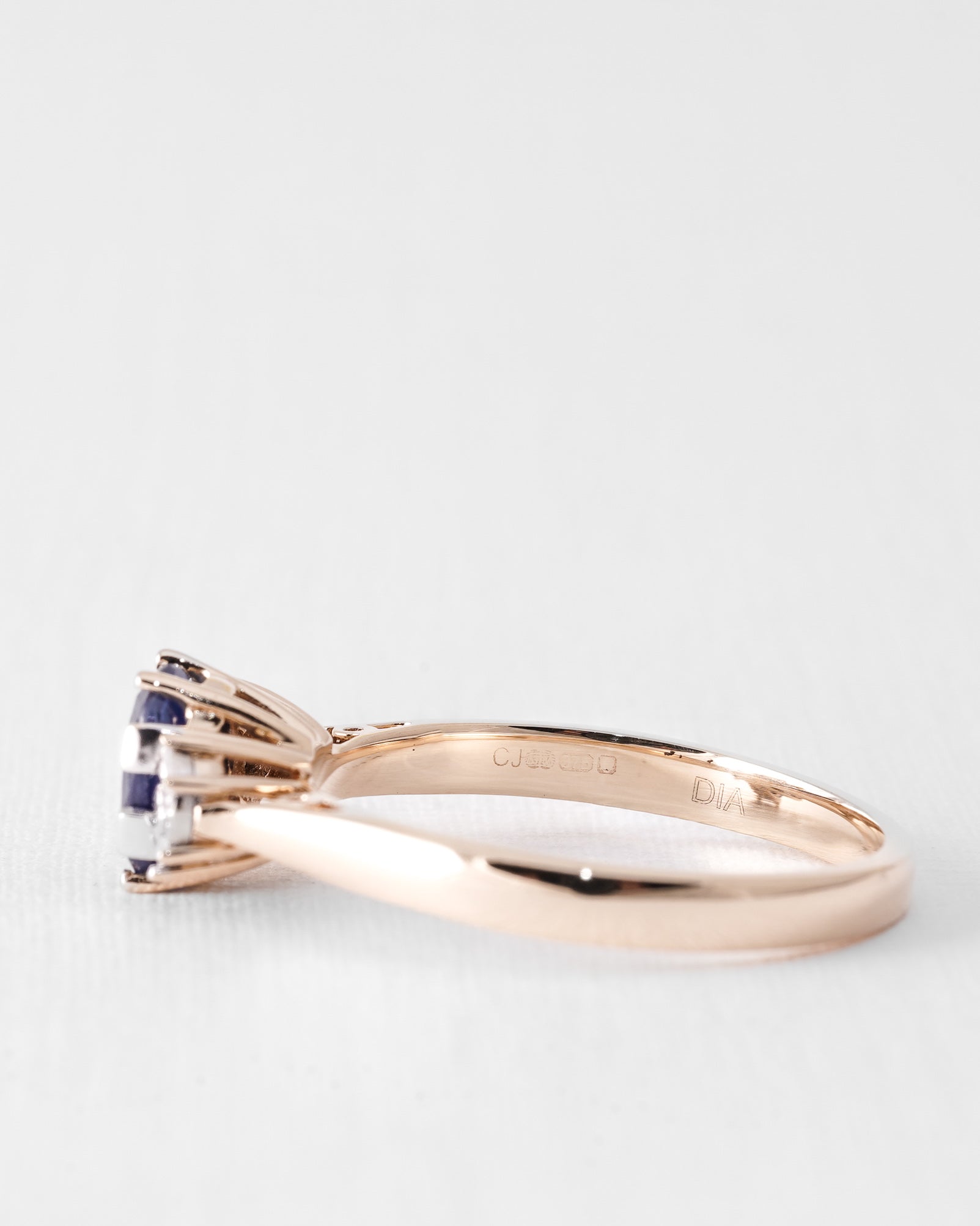 Irea | Vintage Saffier & Diamant Three-Stone Ring