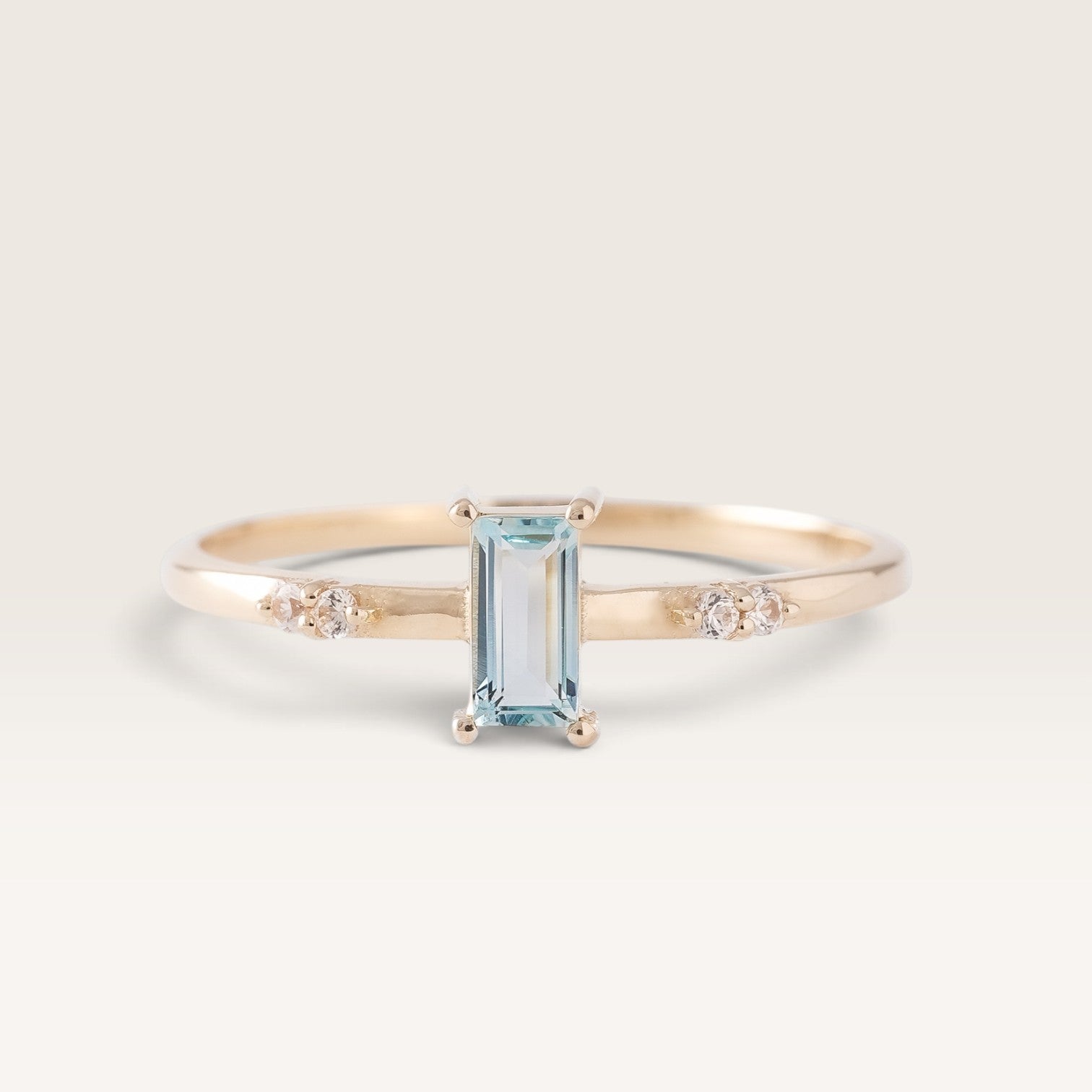 Nova | Aquamarine Baguette & Diamond Ring
