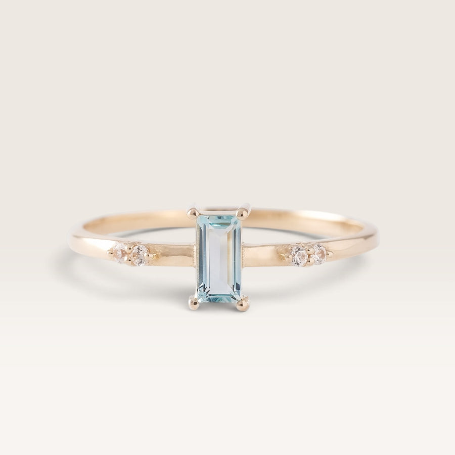 Nova | Aquamarijn Baguette & Diamant Ring