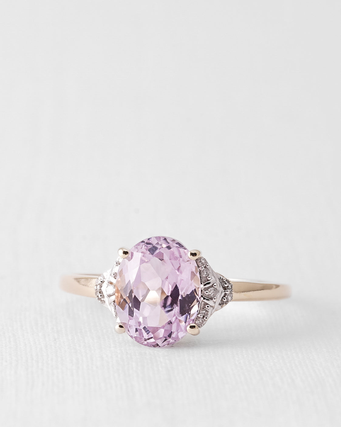 Lunara | Vintage Kunzite and Diamond Ring