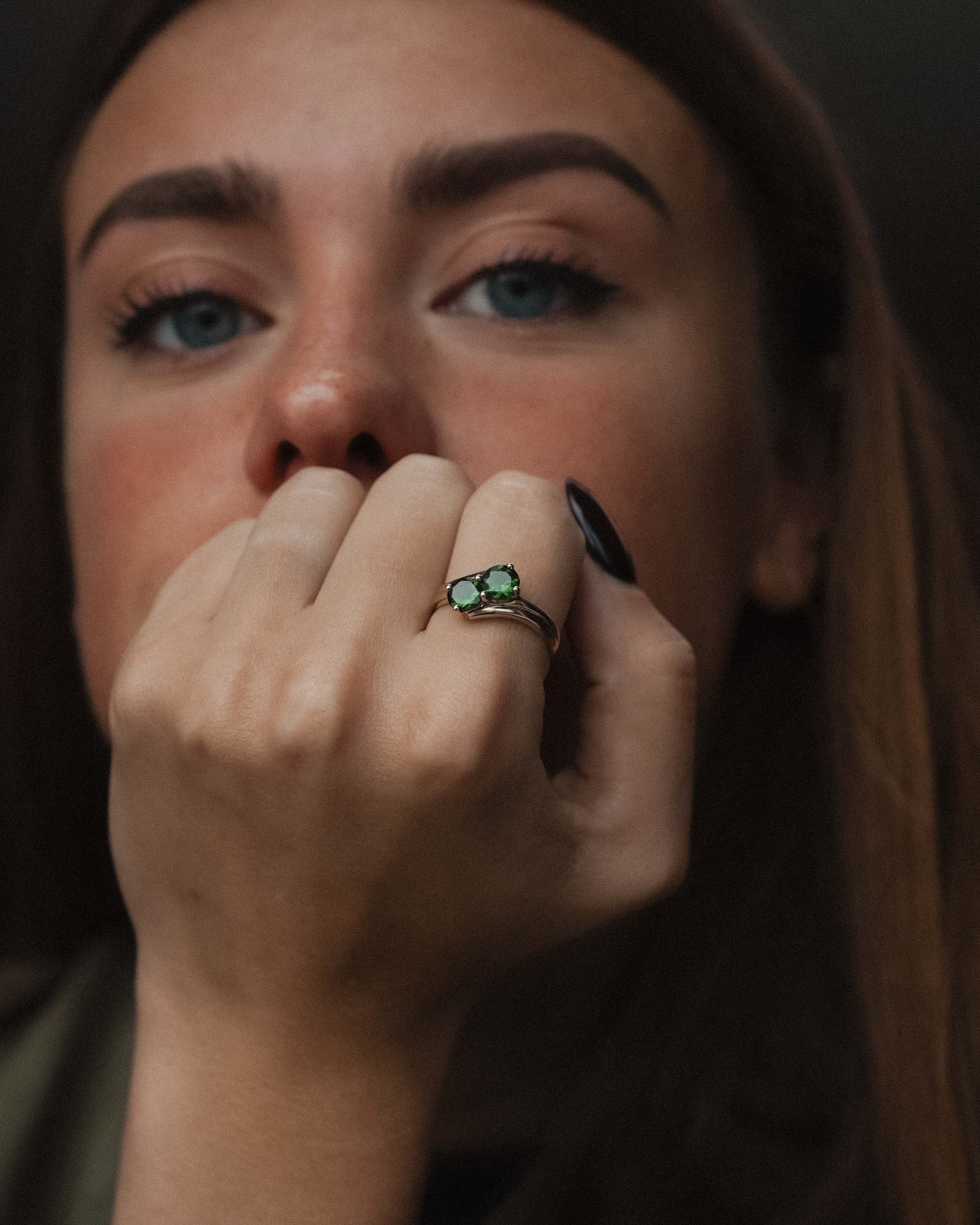 Diopsera | Vintage Diopsiet Two-stone Ring