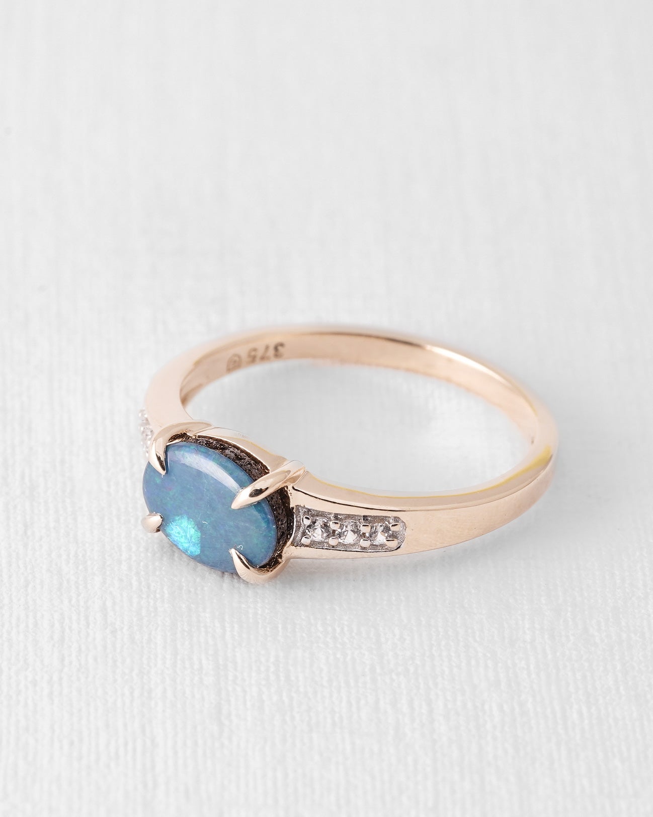 Nali | Vintage Opal Doublet and White Sapphire Solitaire Ring