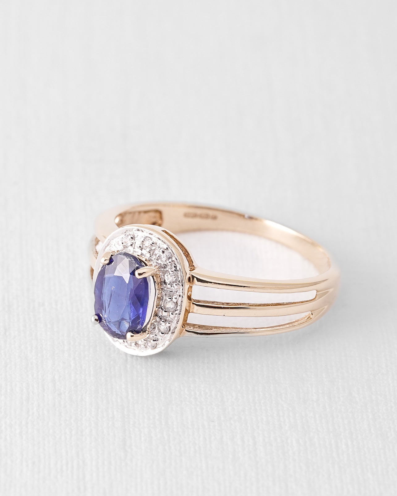 Elara | Vintage Kyanite and White Sapphire Solitaire Ring