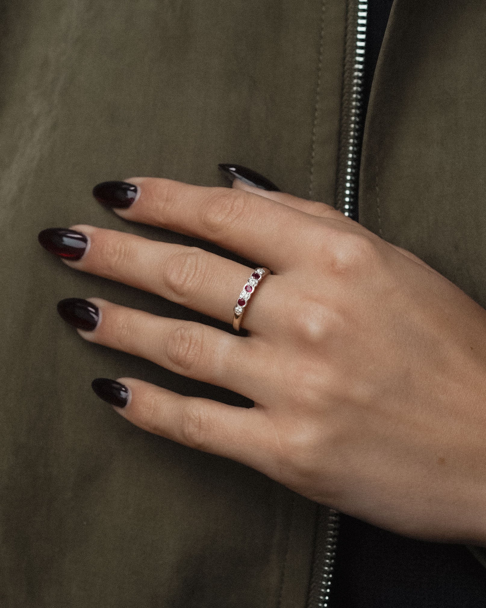 Rubella | Vintage Ruby & Diamond Three-Stone Ring