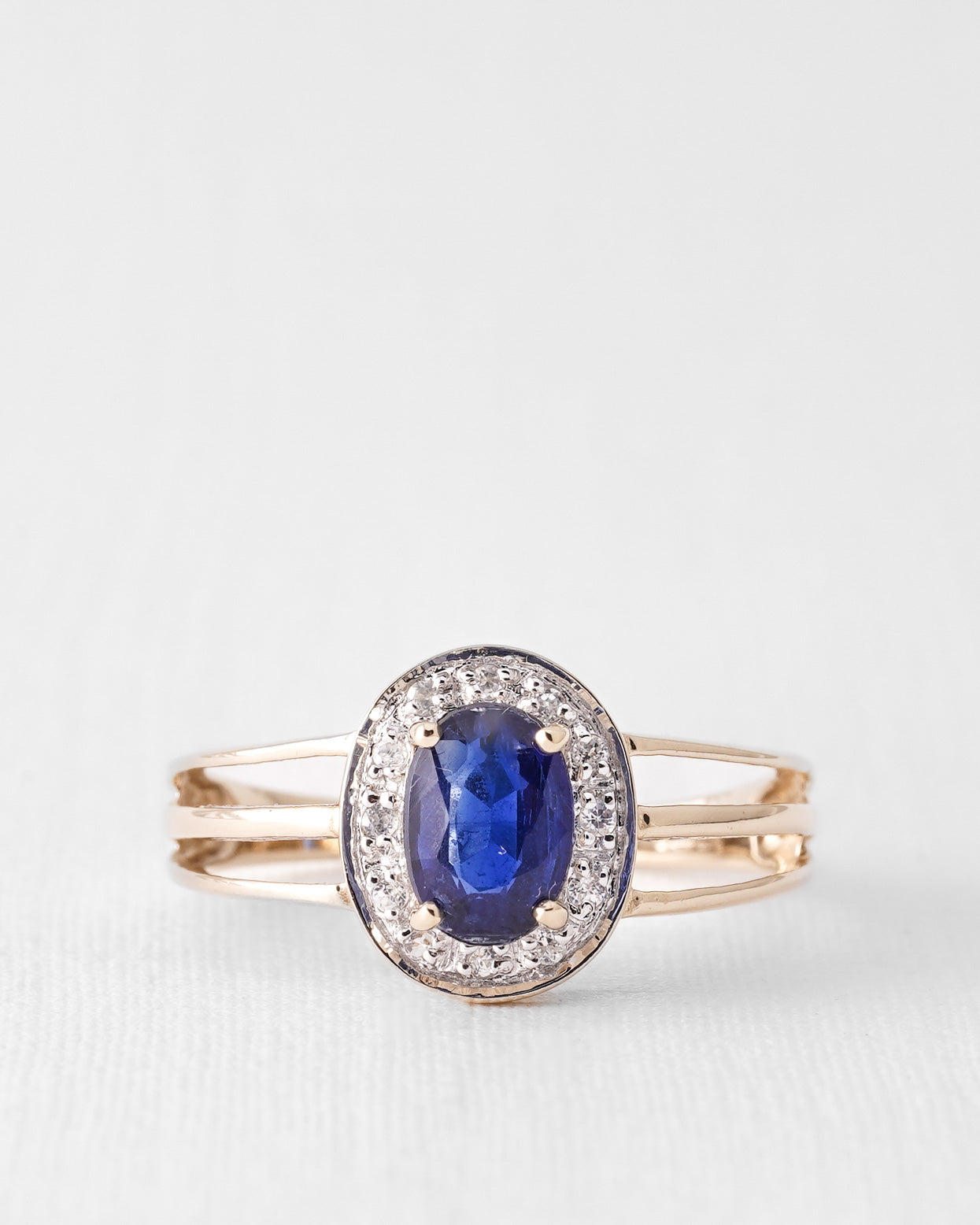 Elara | Vintage Kyanite and White Sapphire Solitaire Ring