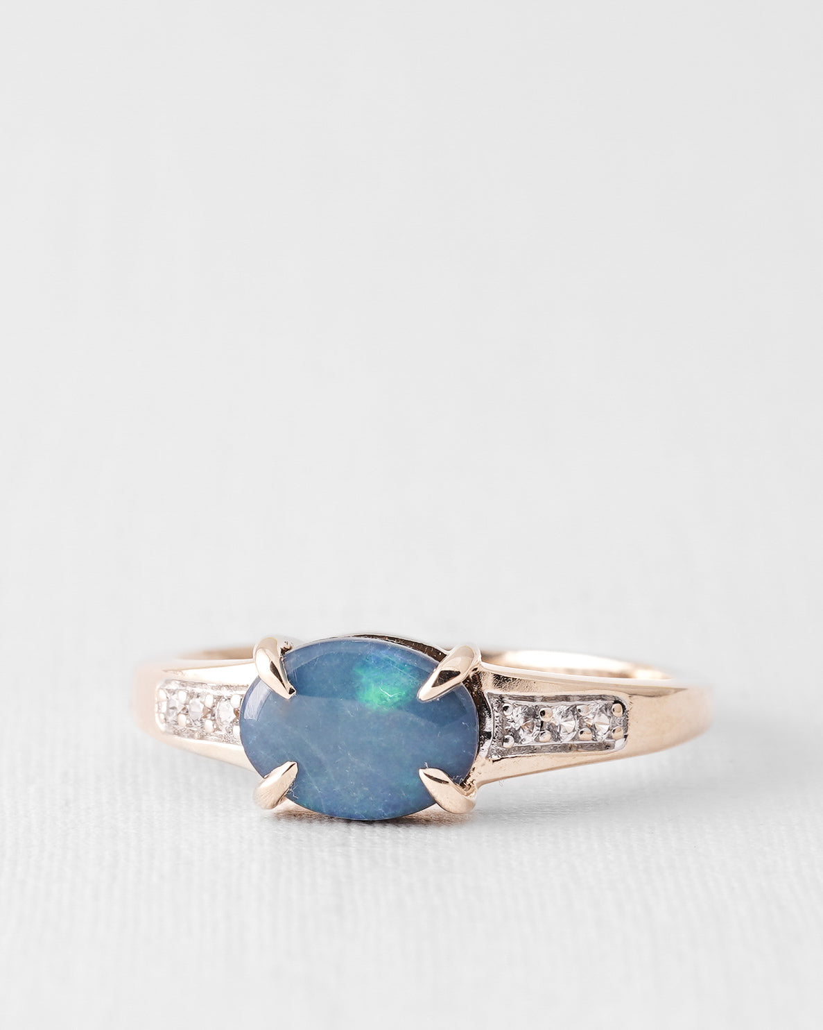 Nali | Vintage Opal Doublet and White Sapphire Solitaire Ring