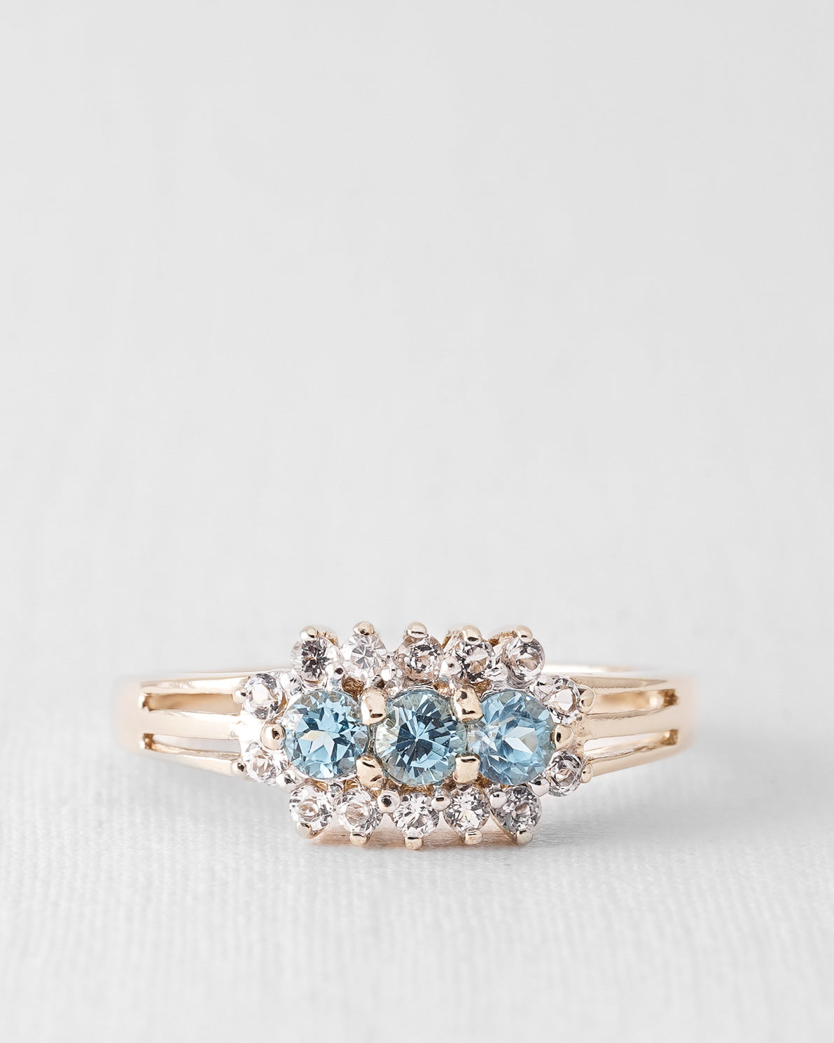 Yrene | Vintage White and Blue Topaz Cluster Ring