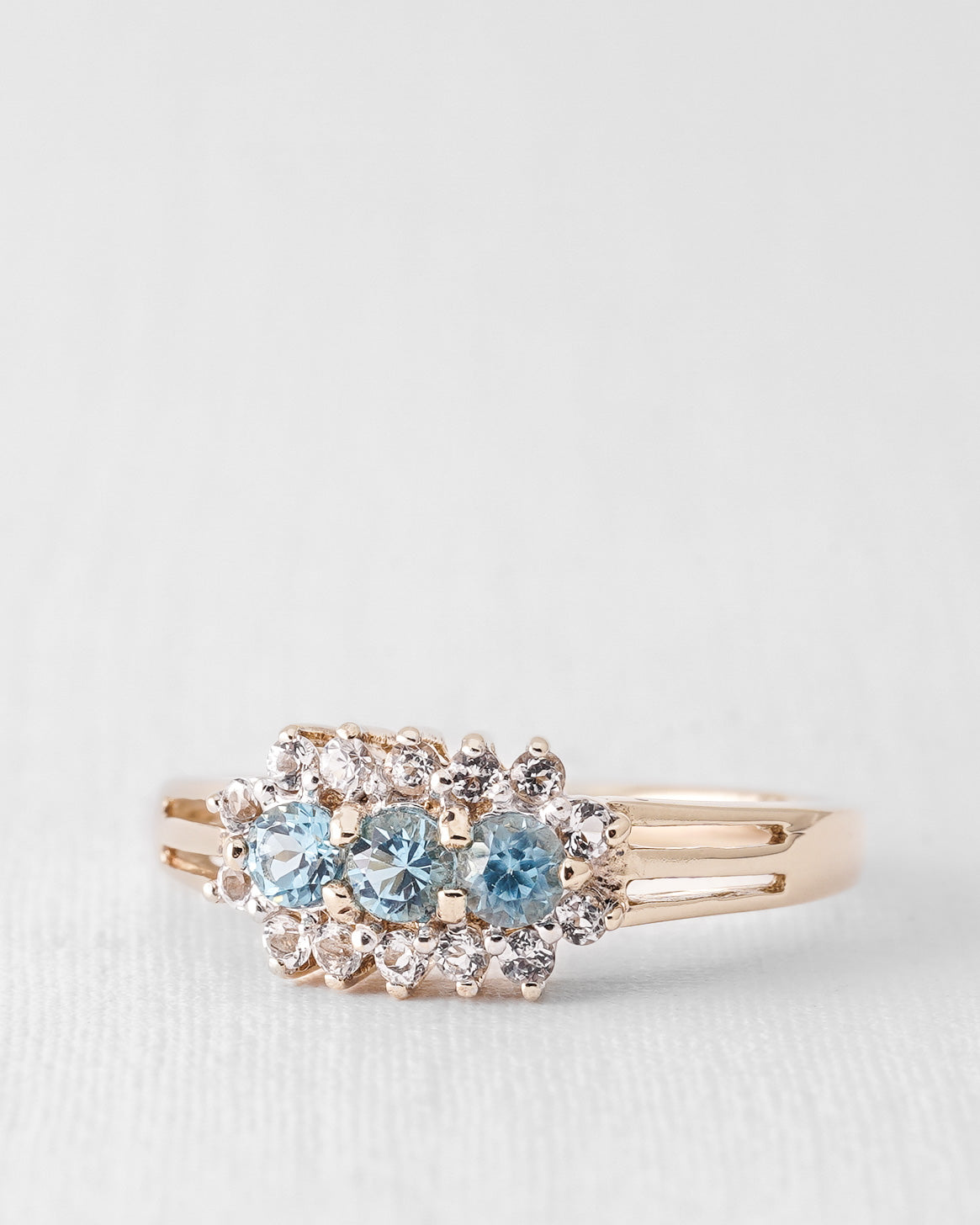 Yrene | Vintage White and Blue Topaz Cluster Ring