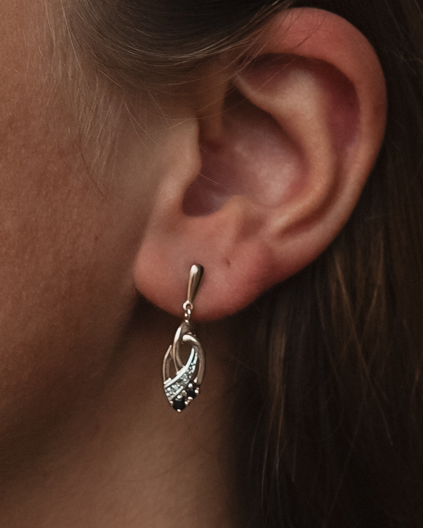 Eline | Vintage Saffier & Diamant Oorbellen