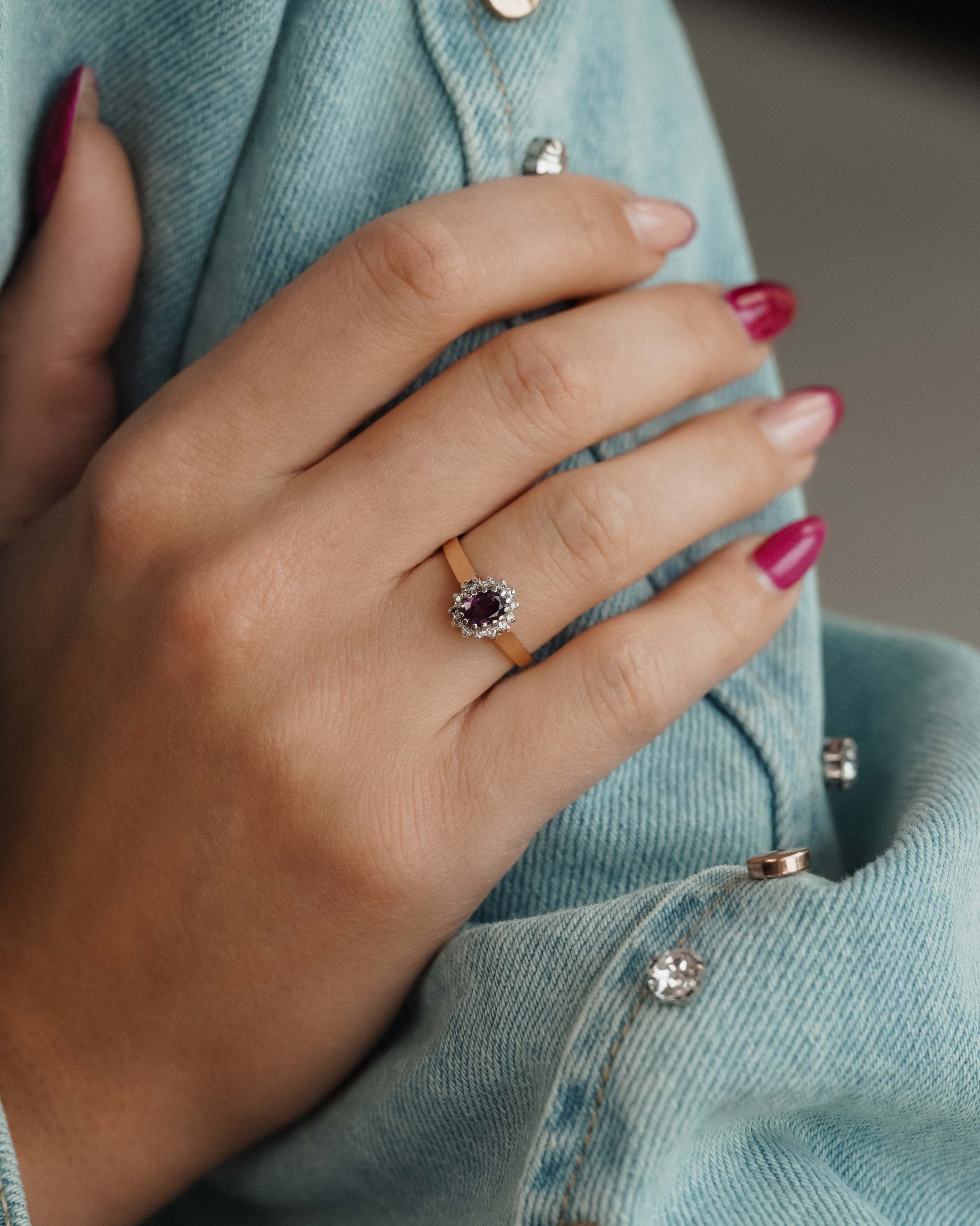 Rosalinde | Vintage Robijn & Diamant Cluster Ring