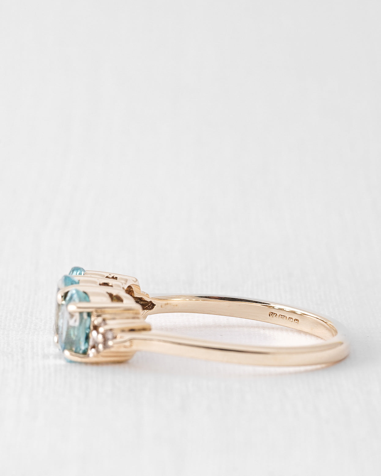 Mahlin | Vintage Diamond and Blue Topaz Three-Stone Ring