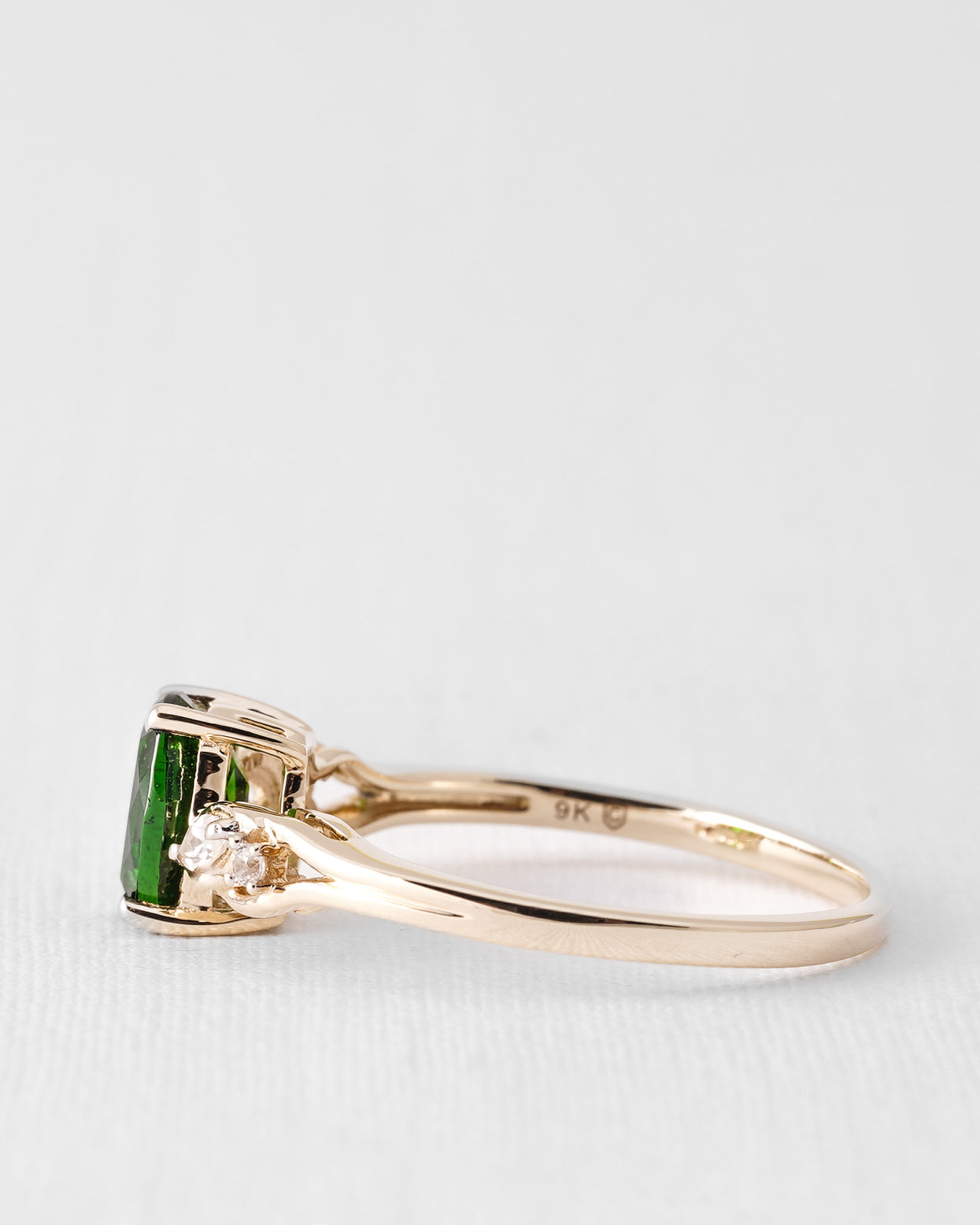 Miralyn | Vintage Diopside and White Sapphire Solitaire Ring
