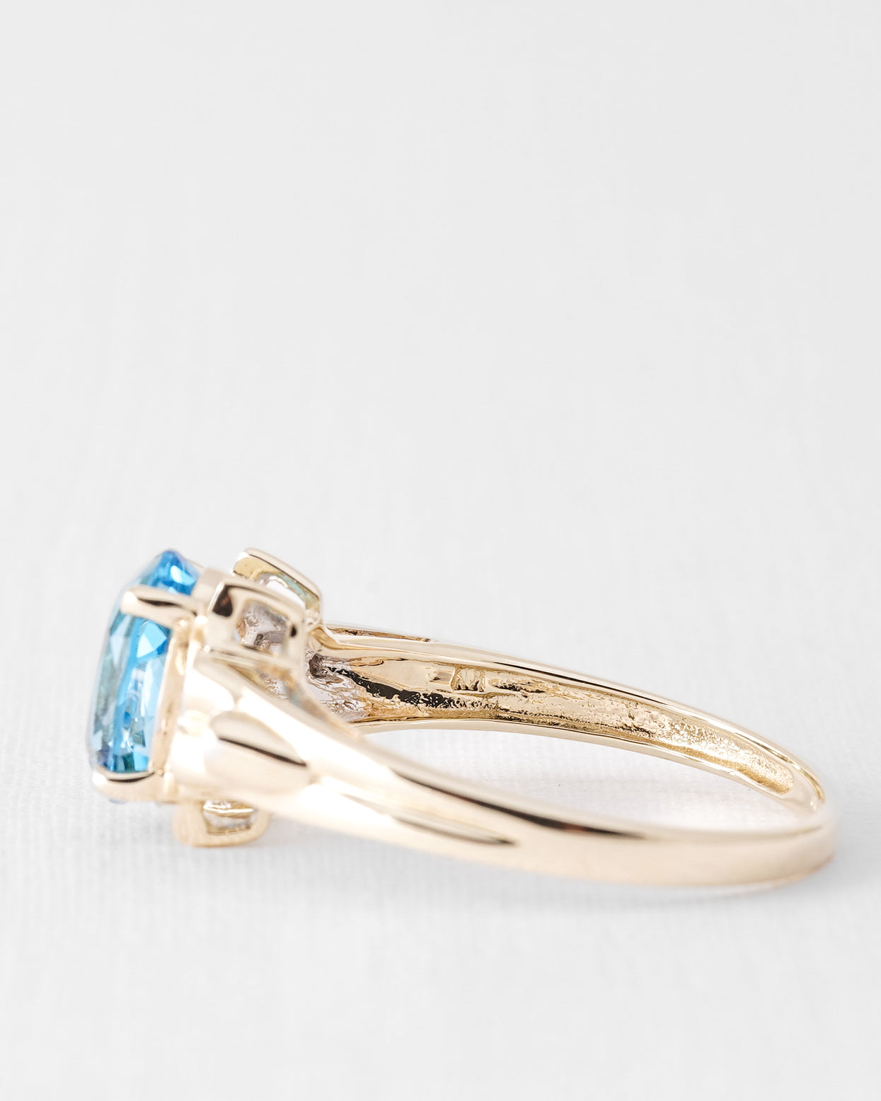 Iora | Vintage Blue Topaz and Diamond Solitaire Ring