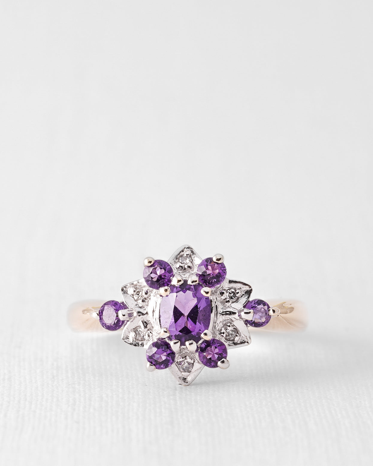 Marenne | Vintage Amethyst and Diamond Cluster Ring