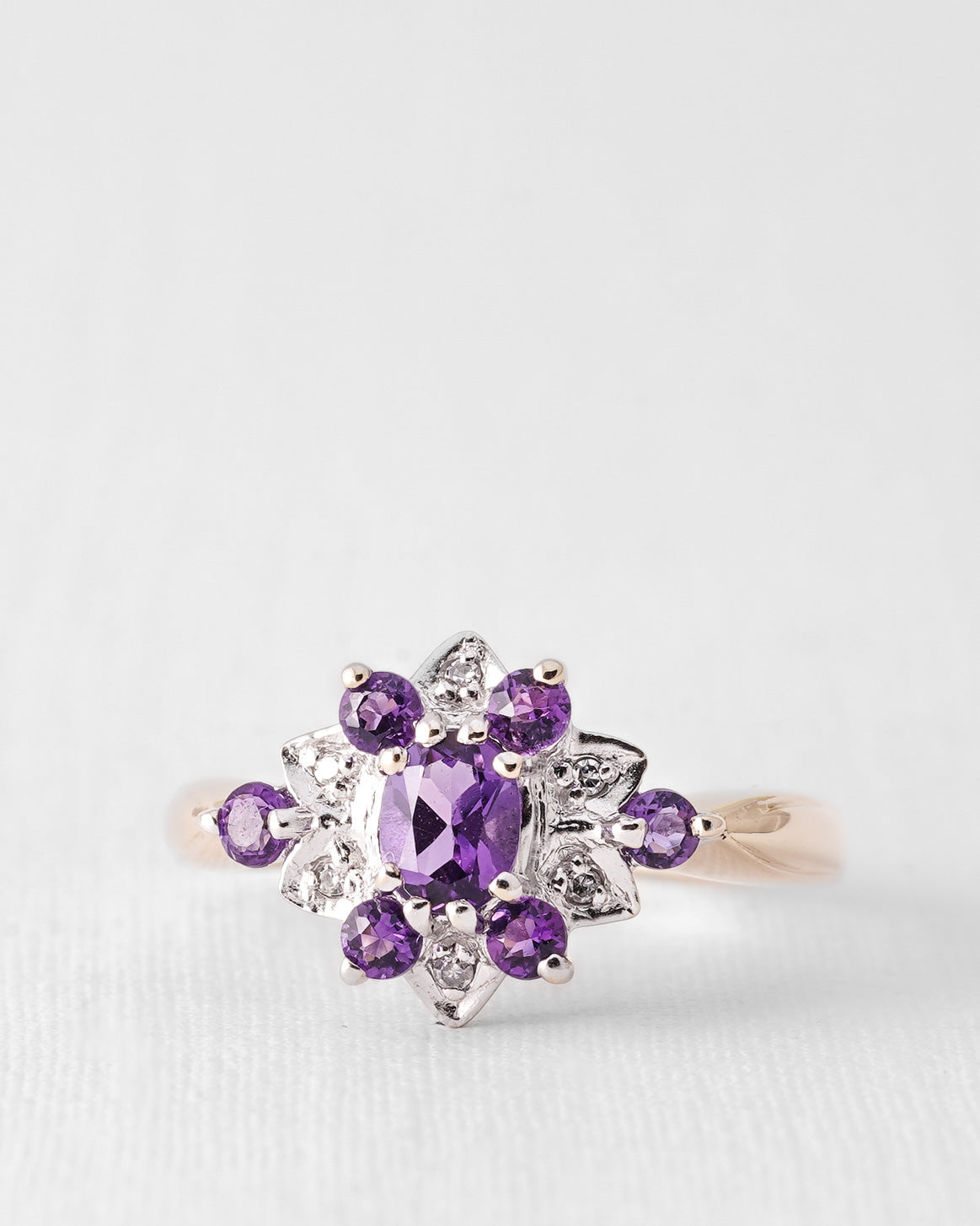 Marenne | Vintage Amethyst and Diamond Cluster Ring