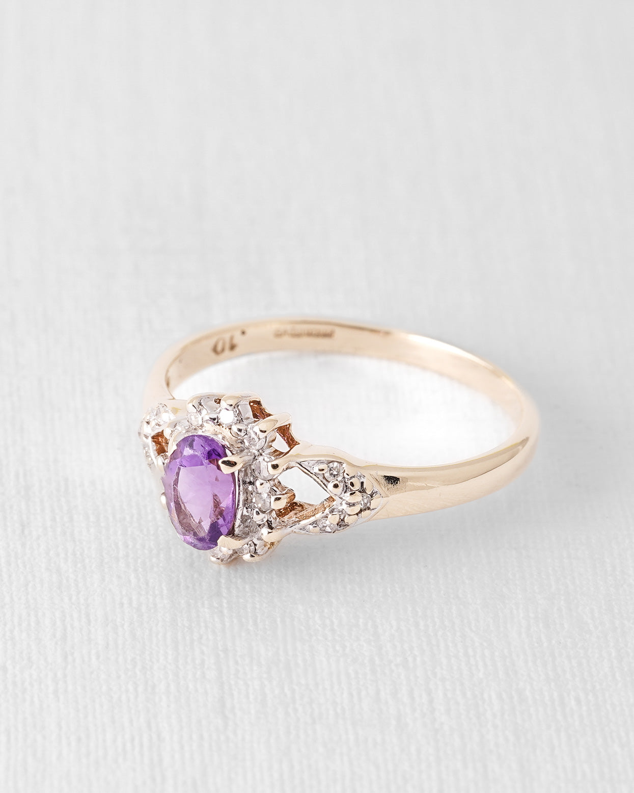 Thalia | Vintage Amethyst and Diamond Solitaire Ring