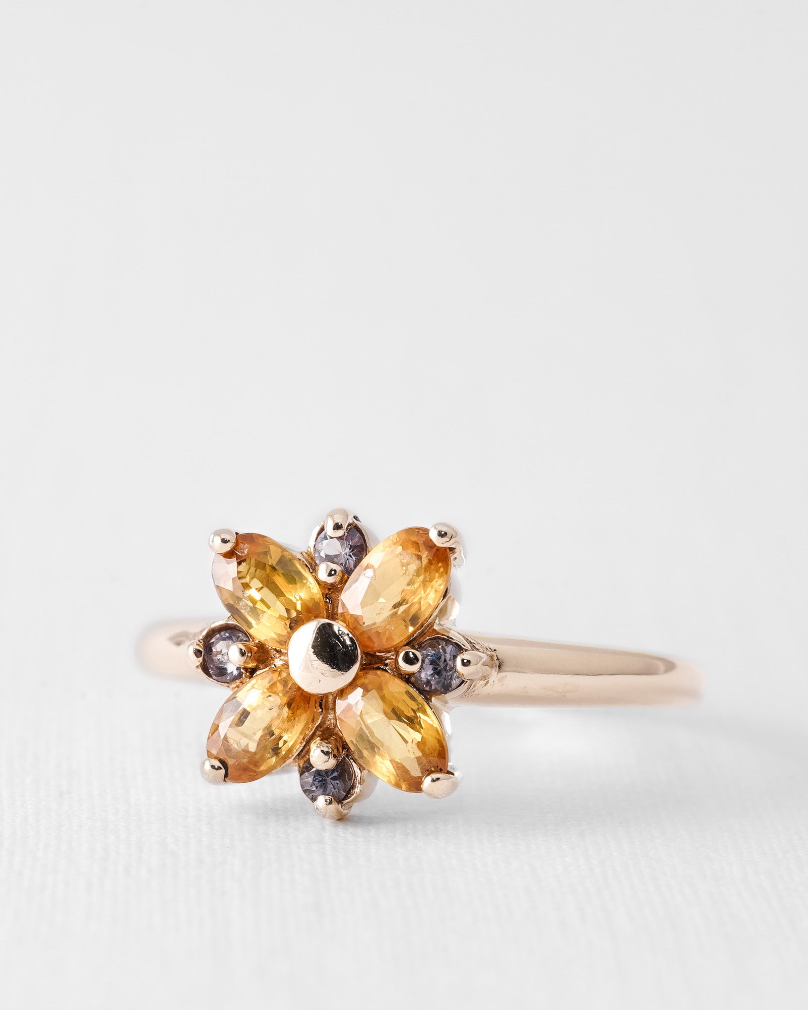 Safyra | Vintage Groene & Gele Saffier Cluster Ring