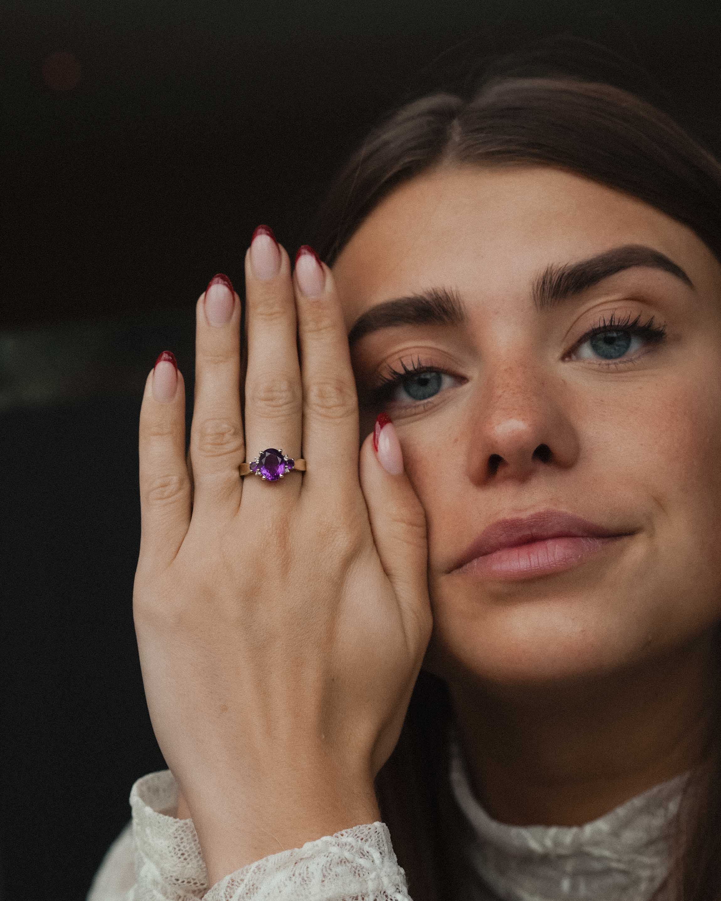 Maribel | Vintage Amethyst and Diamond Cluster Ring