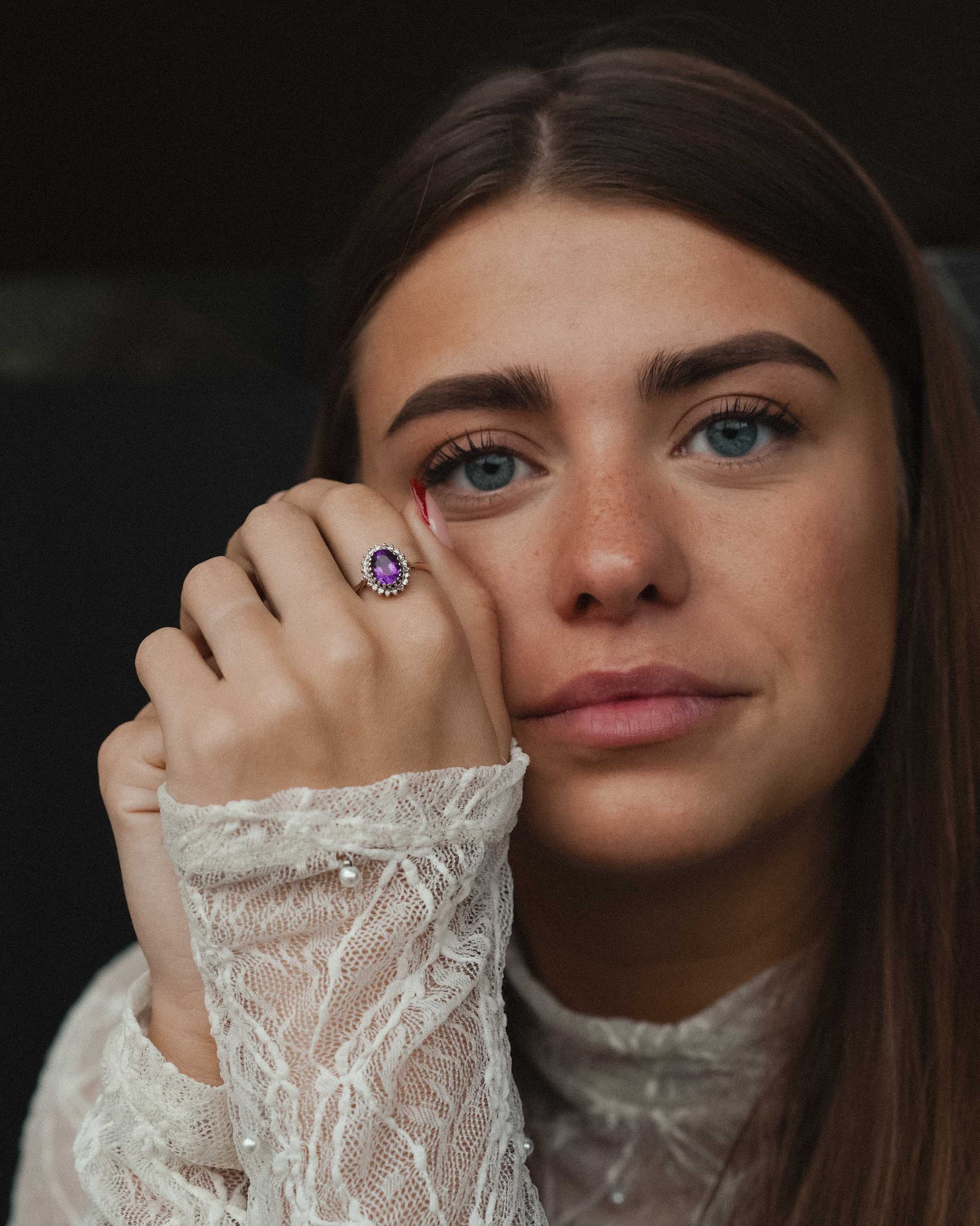 Yara | Vintage Amethyst and Diamond Cluster Ring