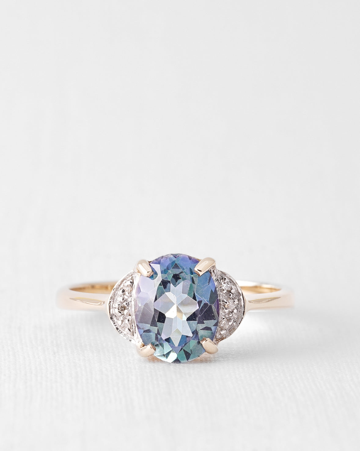 Lumi | Vintage Mystic Topaz and Diamond Solitaire Ring