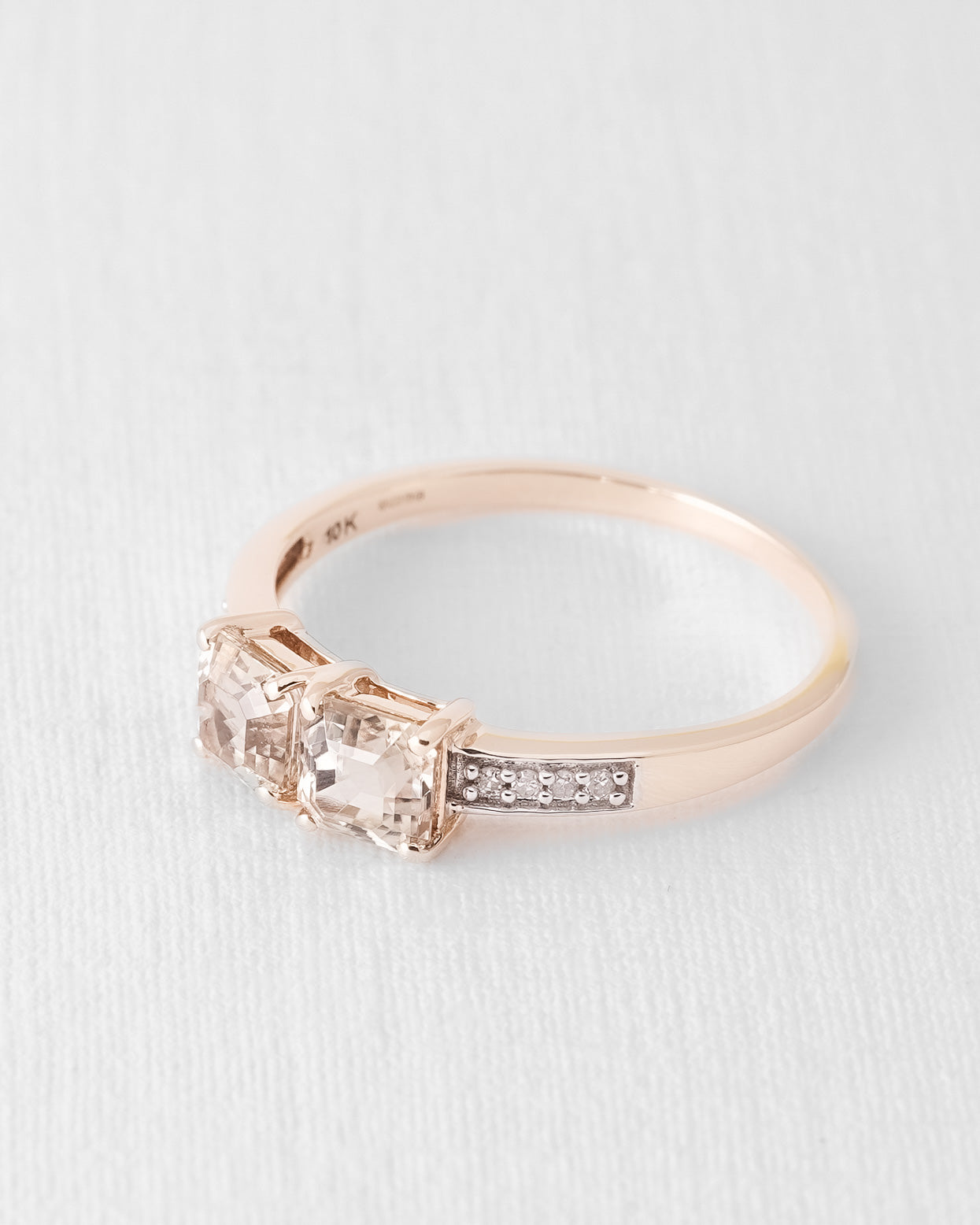Caralune | Vintage Quartz and Diamond Solitaire Ring