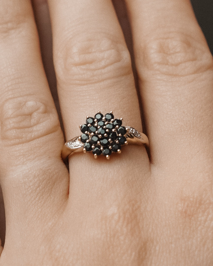 Saelyra | Vintage Saffier & Diamant Cluster Ring