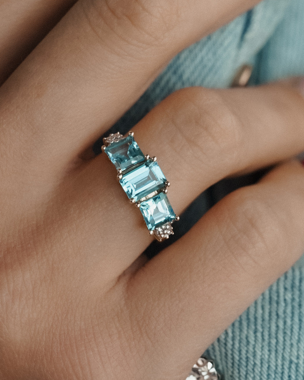 (05-03) Valentina | Vintage Topaas & Diamant Ring - Menina Amsterdam