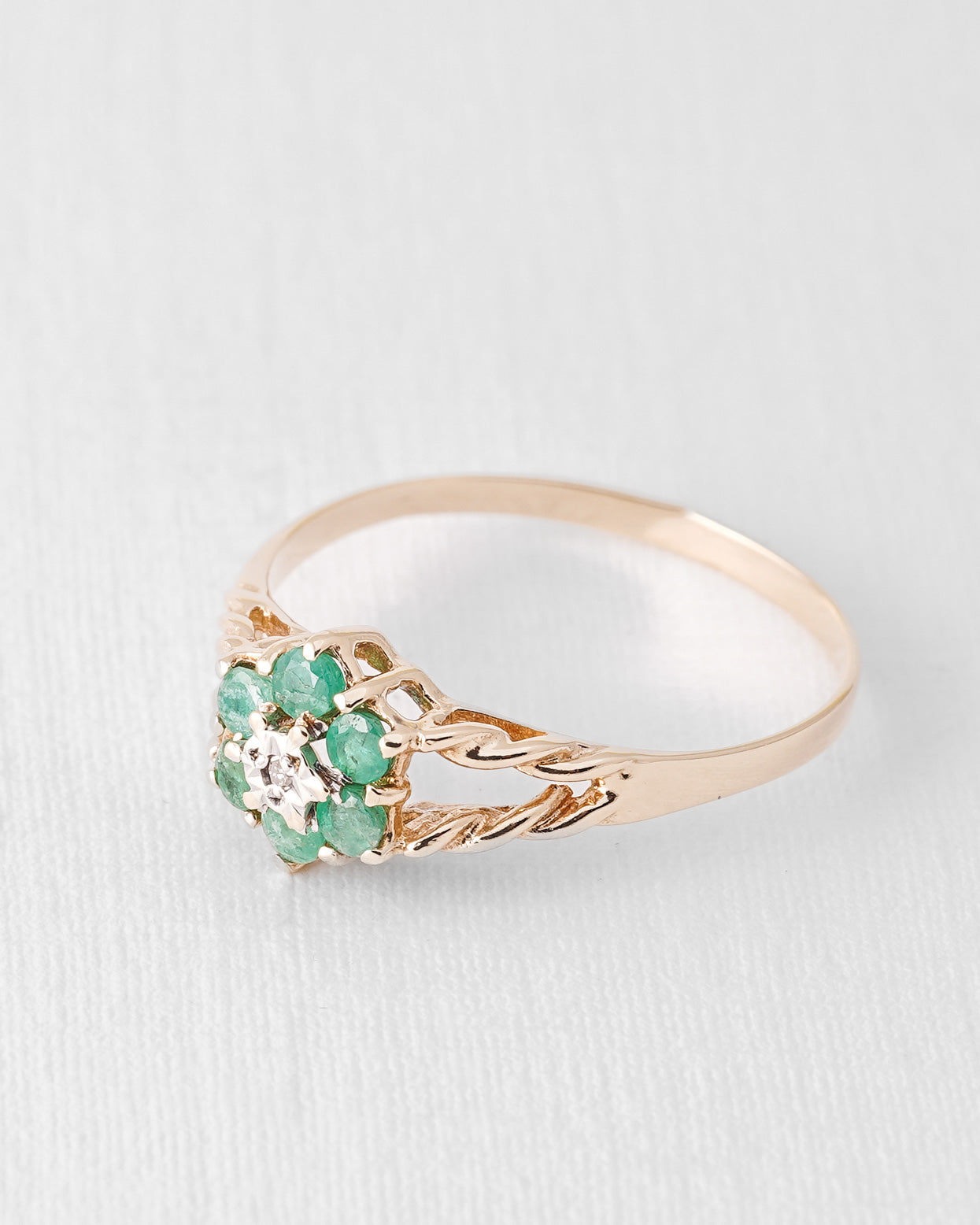 Emerelle | Vintage Emerald and Diamond Cluster Ring
