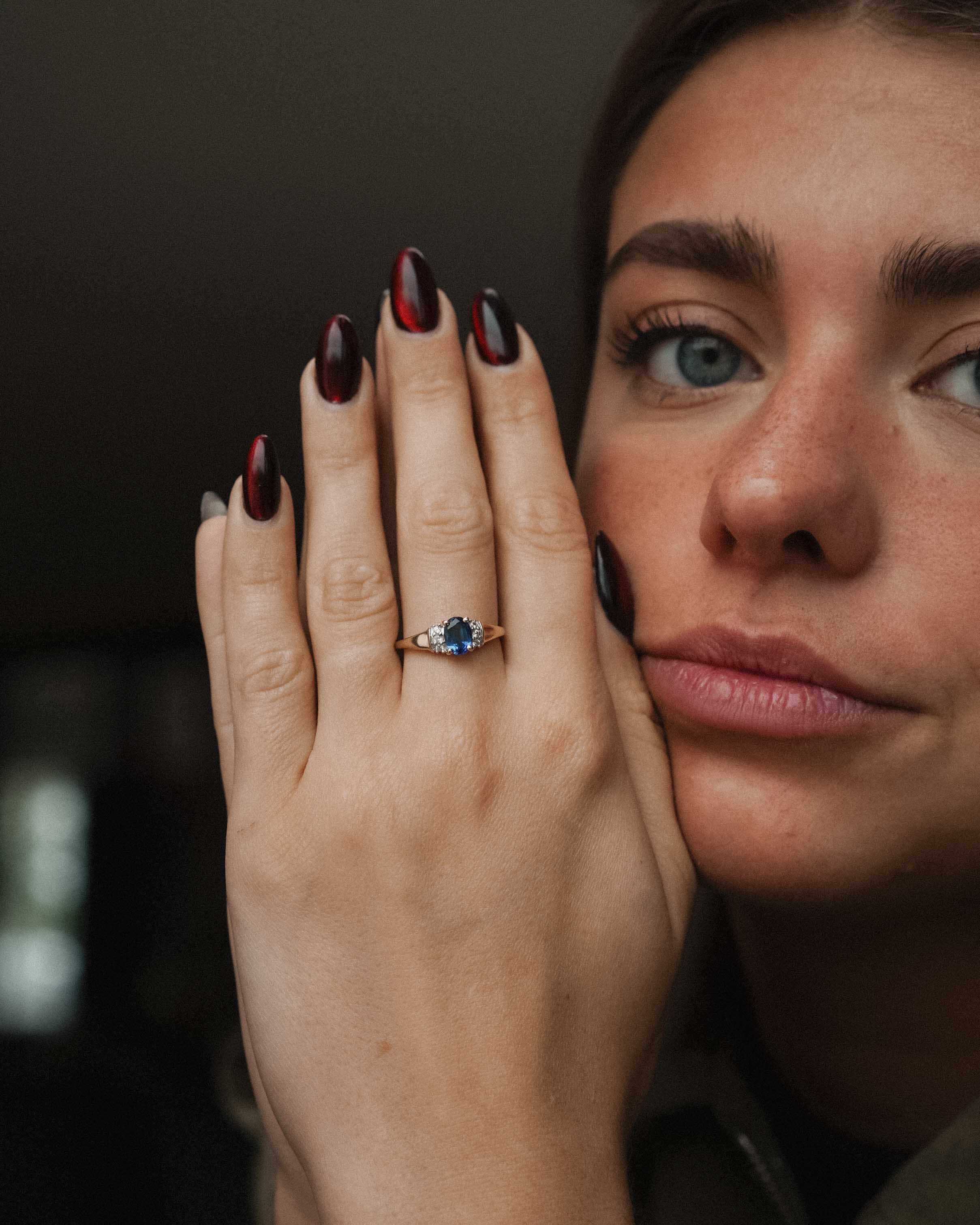Kyrelia | Vintage Kyanite Solitaire & White Sapphire Details Ring