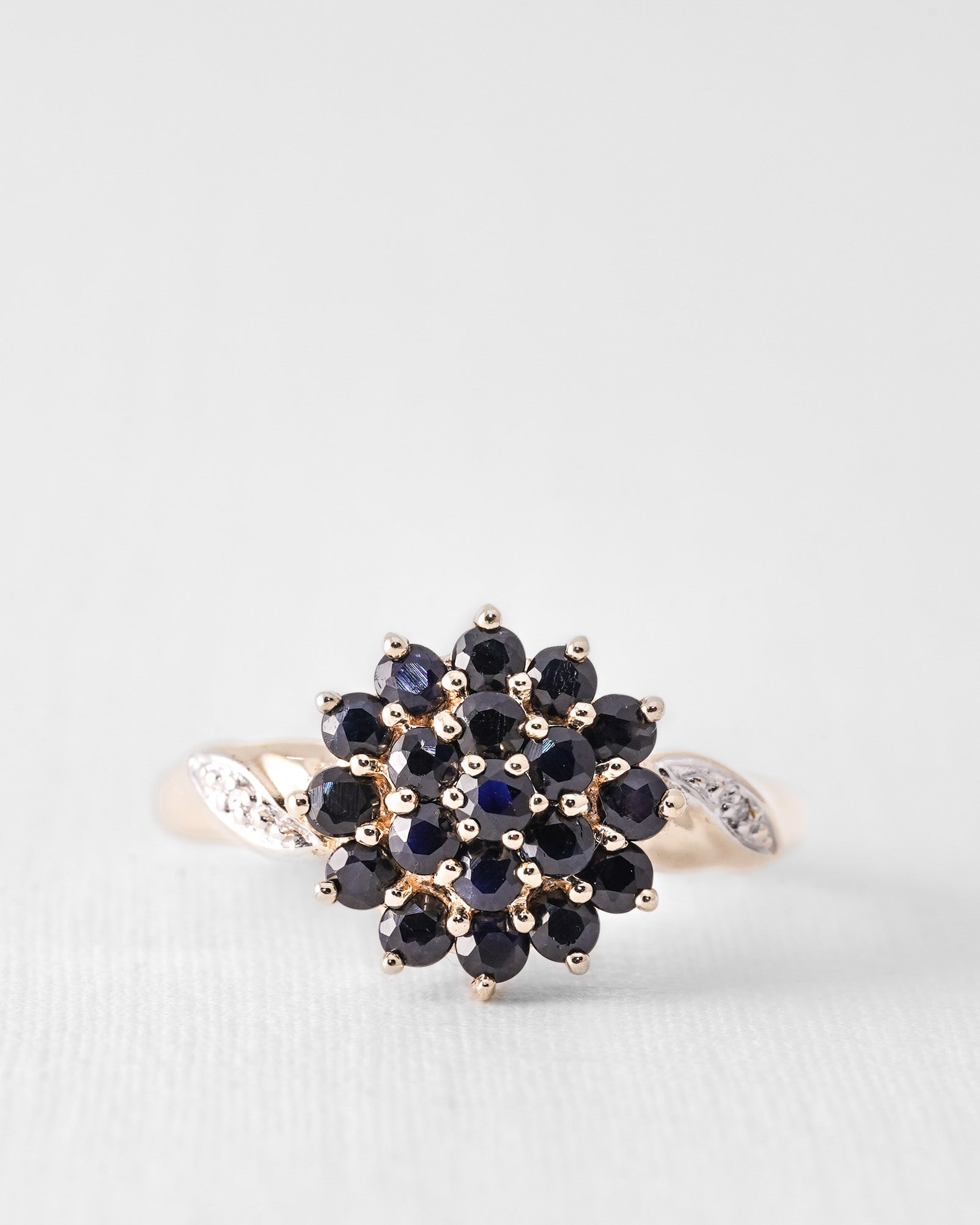 Saelyra | Vintage Saffier & Diamant Cluster Ring