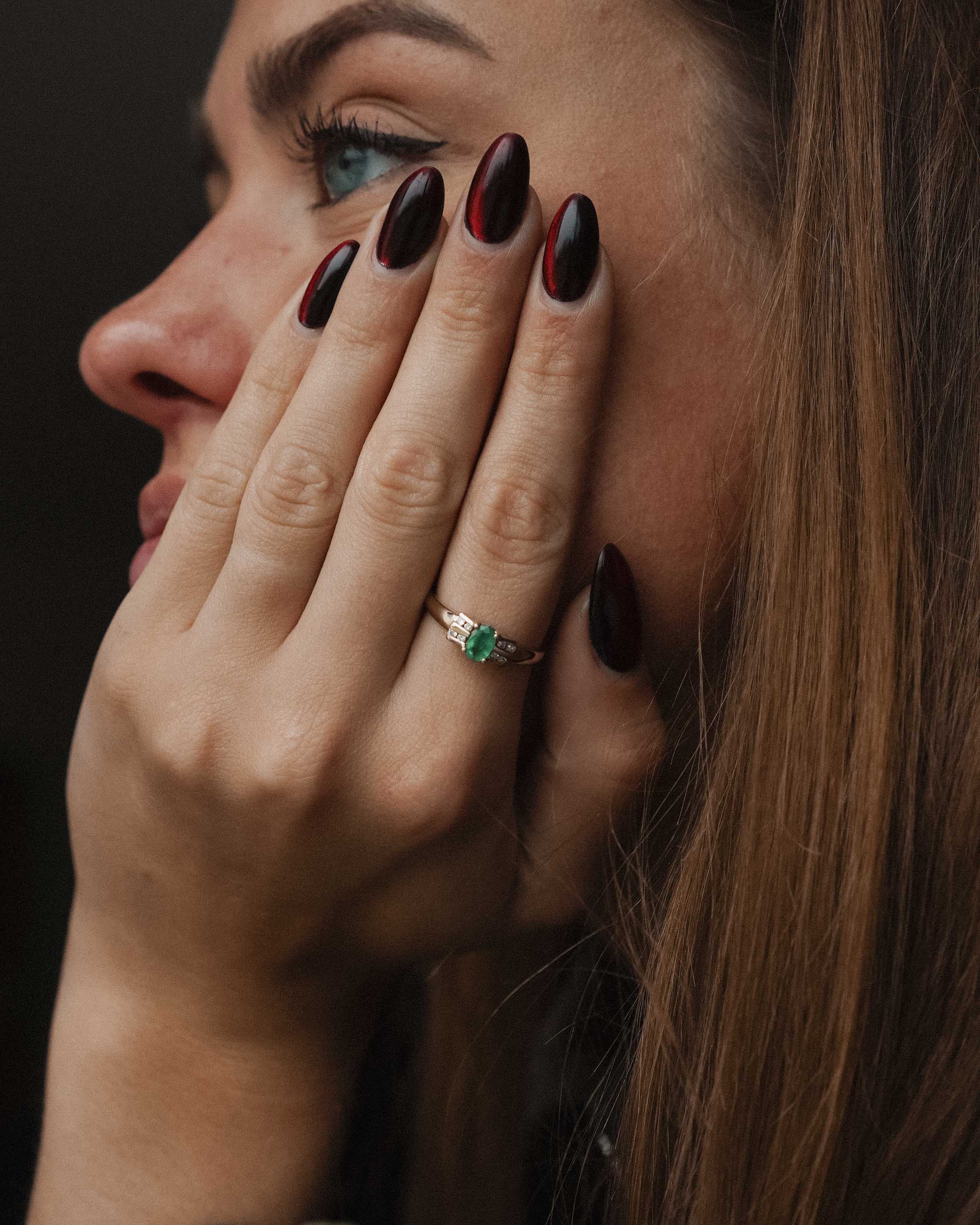 Erya | Vintage Smaragd & Diamant Details Ring