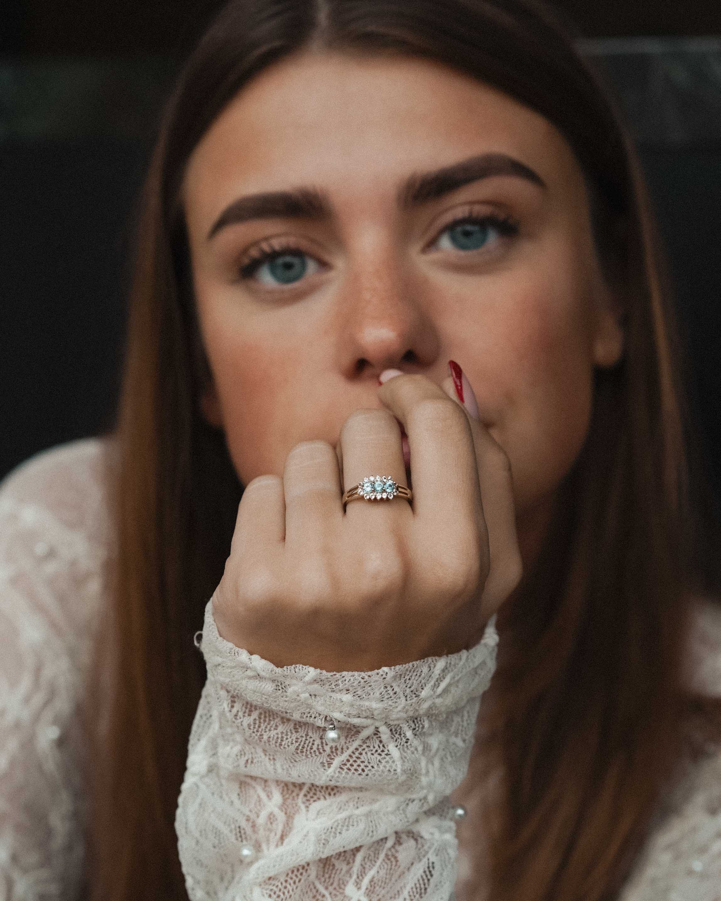 Yrene | Vintage White and Blue Topaz Cluster Ring