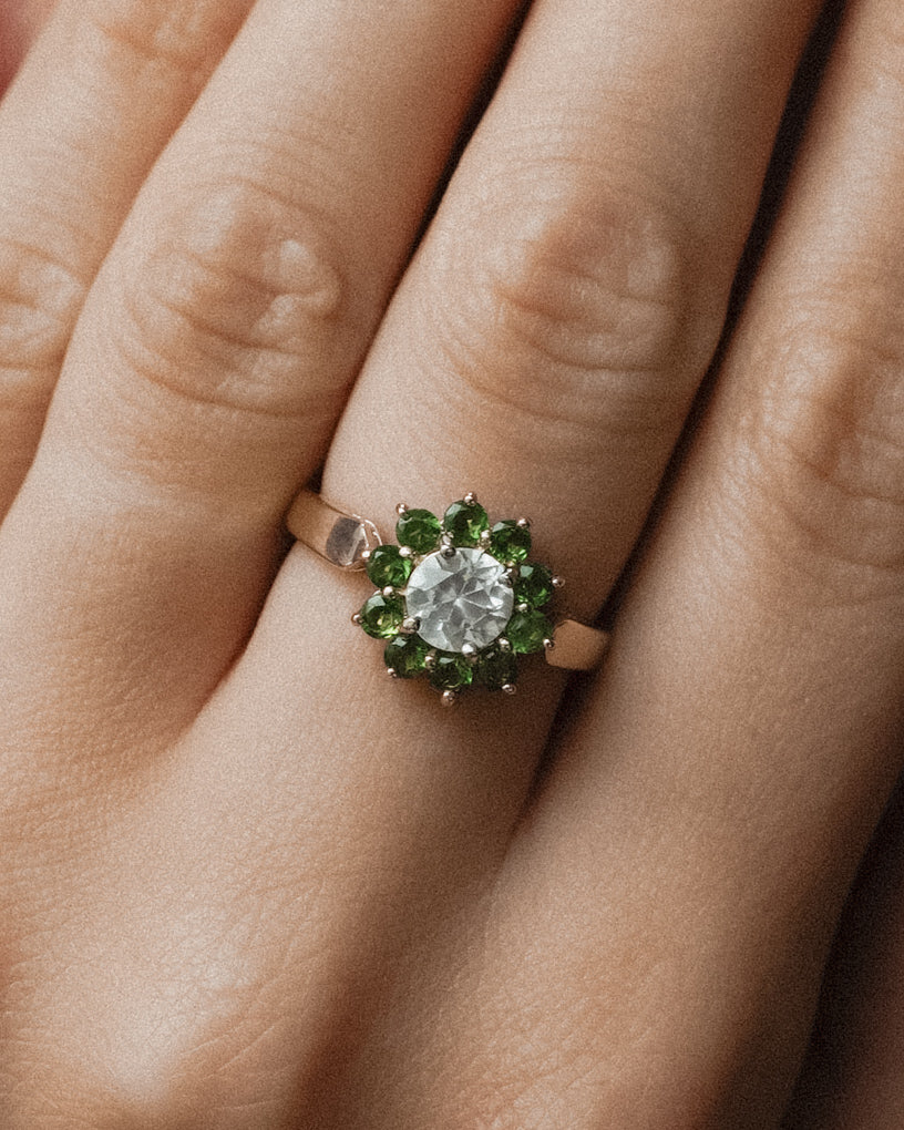 Luneva | Vintage Topaas & Diopsiet Cluster Ring