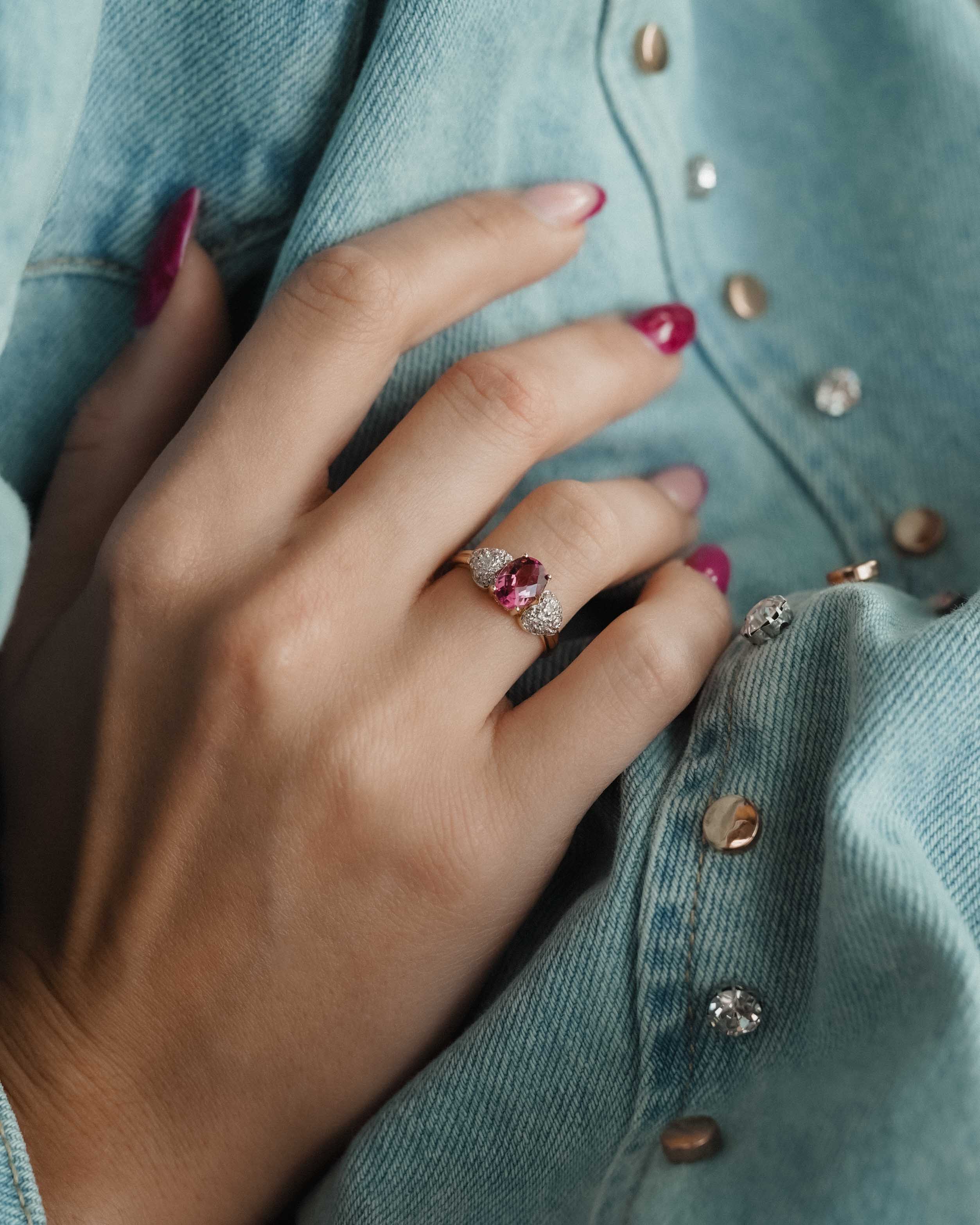 Maravelle | Vintage Toermalijn & Diamant Dress Ring