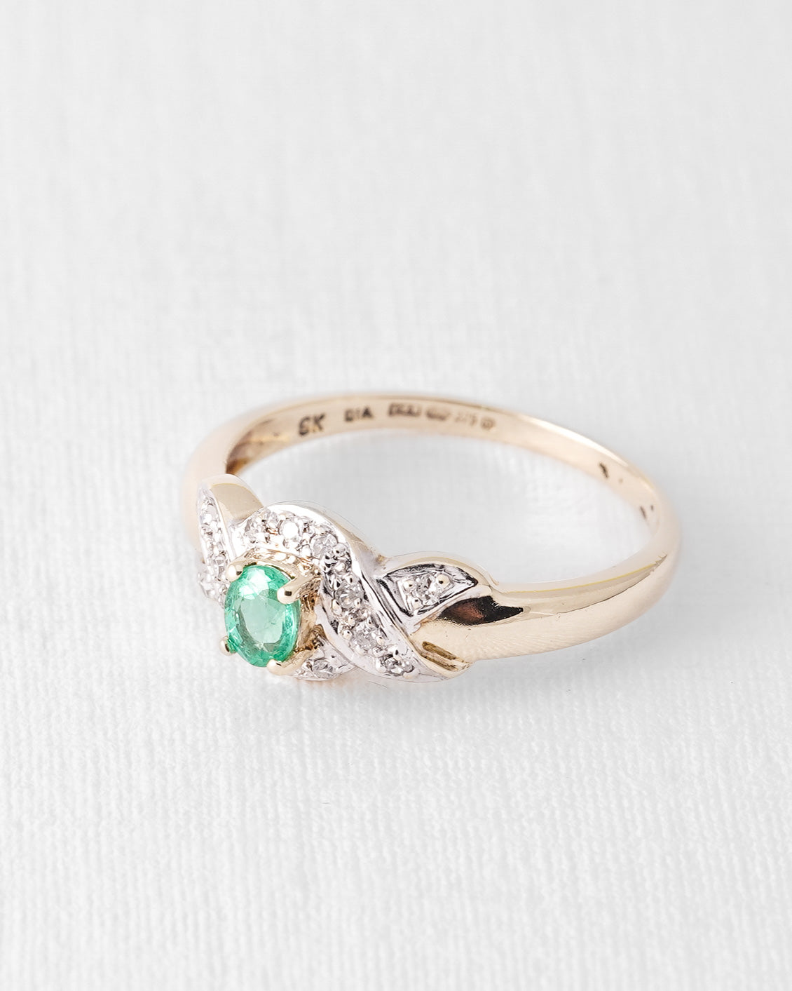 Elle | Vintage Emerald and Diamond Ring