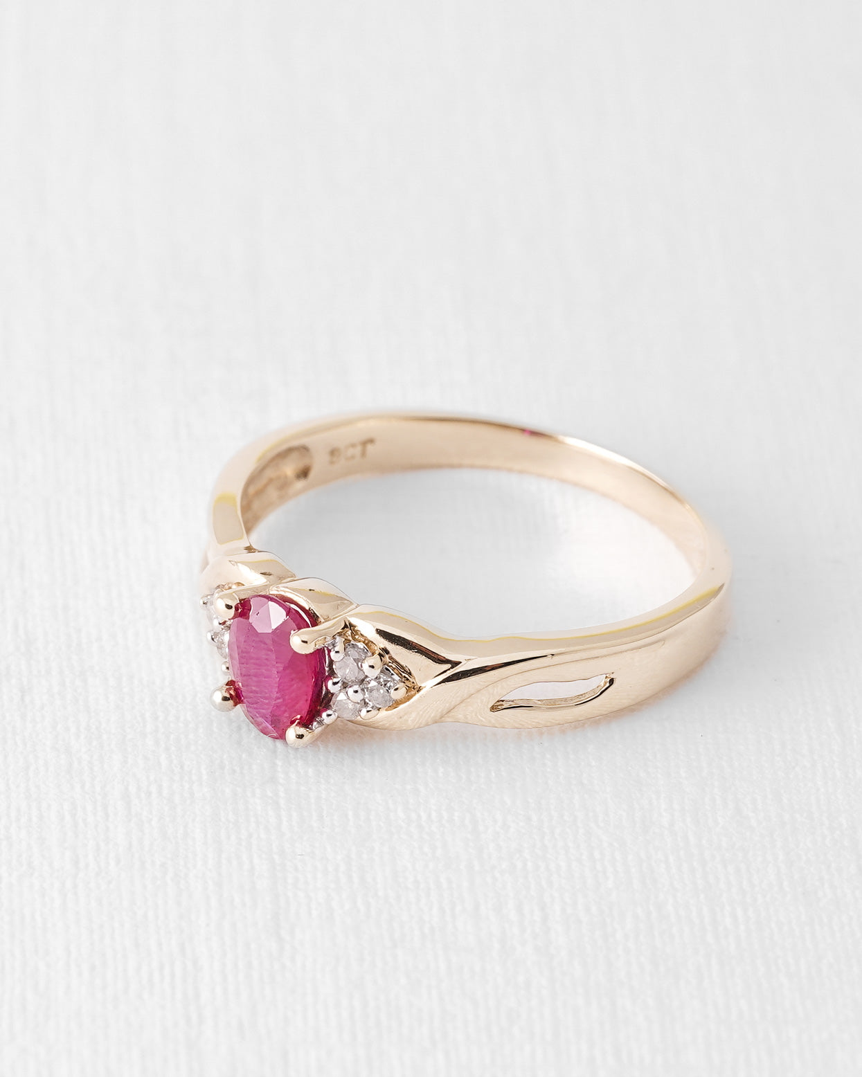 Loria | Vintage Ruby and Diamond Three-Stone Ring