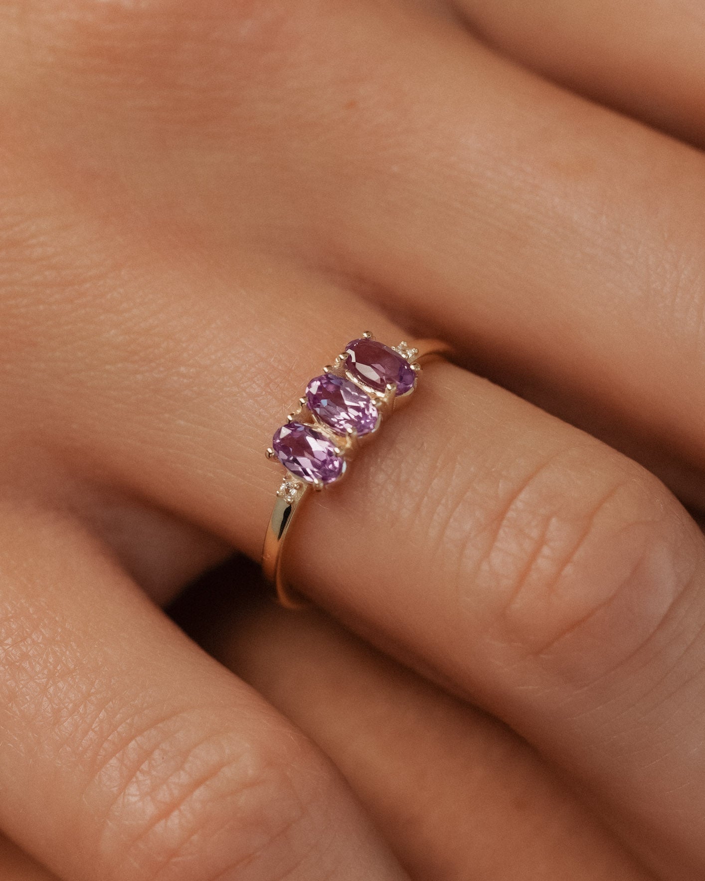 Julie | Triple Amethist & Diamant Ring