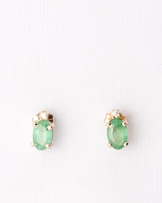 Noa-Lina | 14K Vintage Smaragd & Diamant Oorbellen