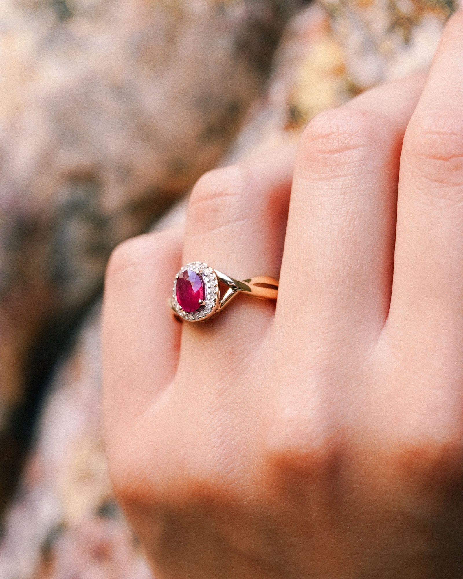 Noémie | Vintage Robijn & Diamant Cluster