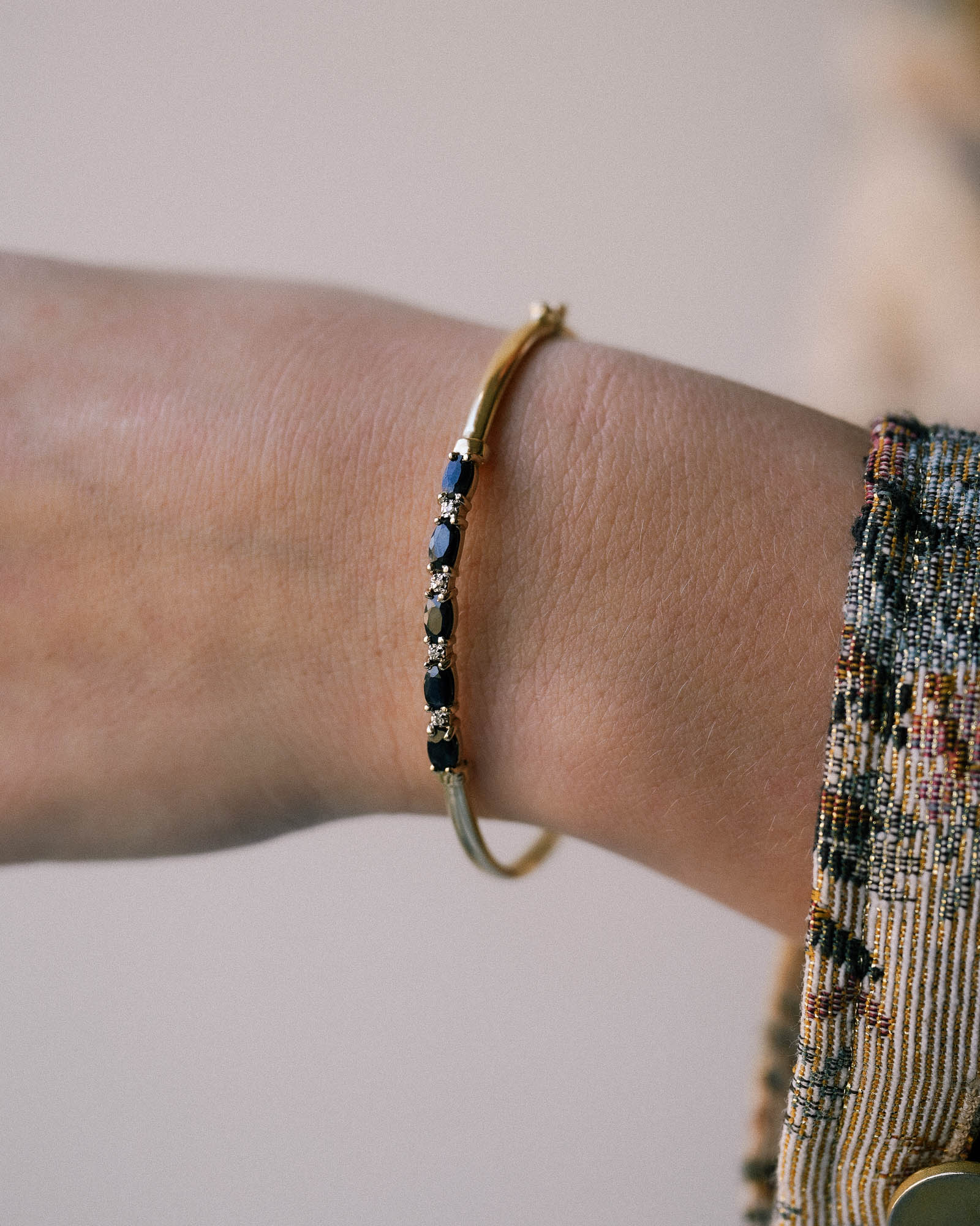 Eloise | Vintage Saffier & Diamant Bangle