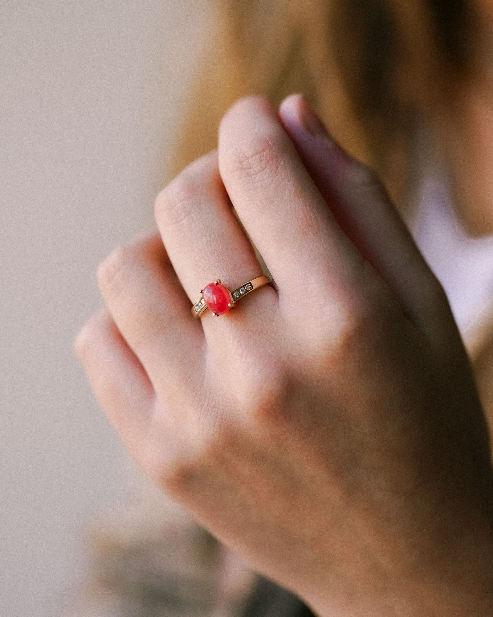 Sofie | Vintage Cabachon Solitaire & Diamant