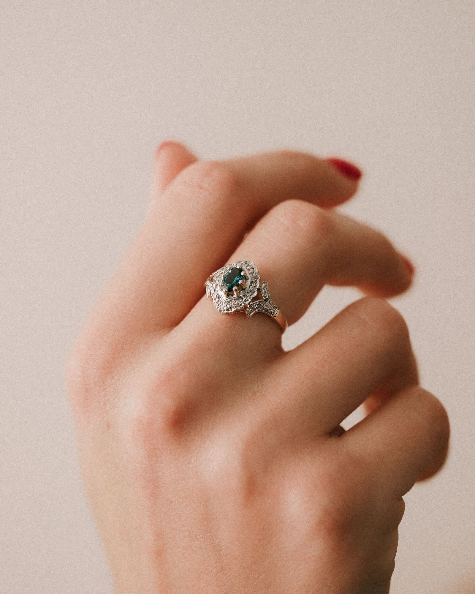 Soleil | Vintage Topaas Solitaire & Diamant Details