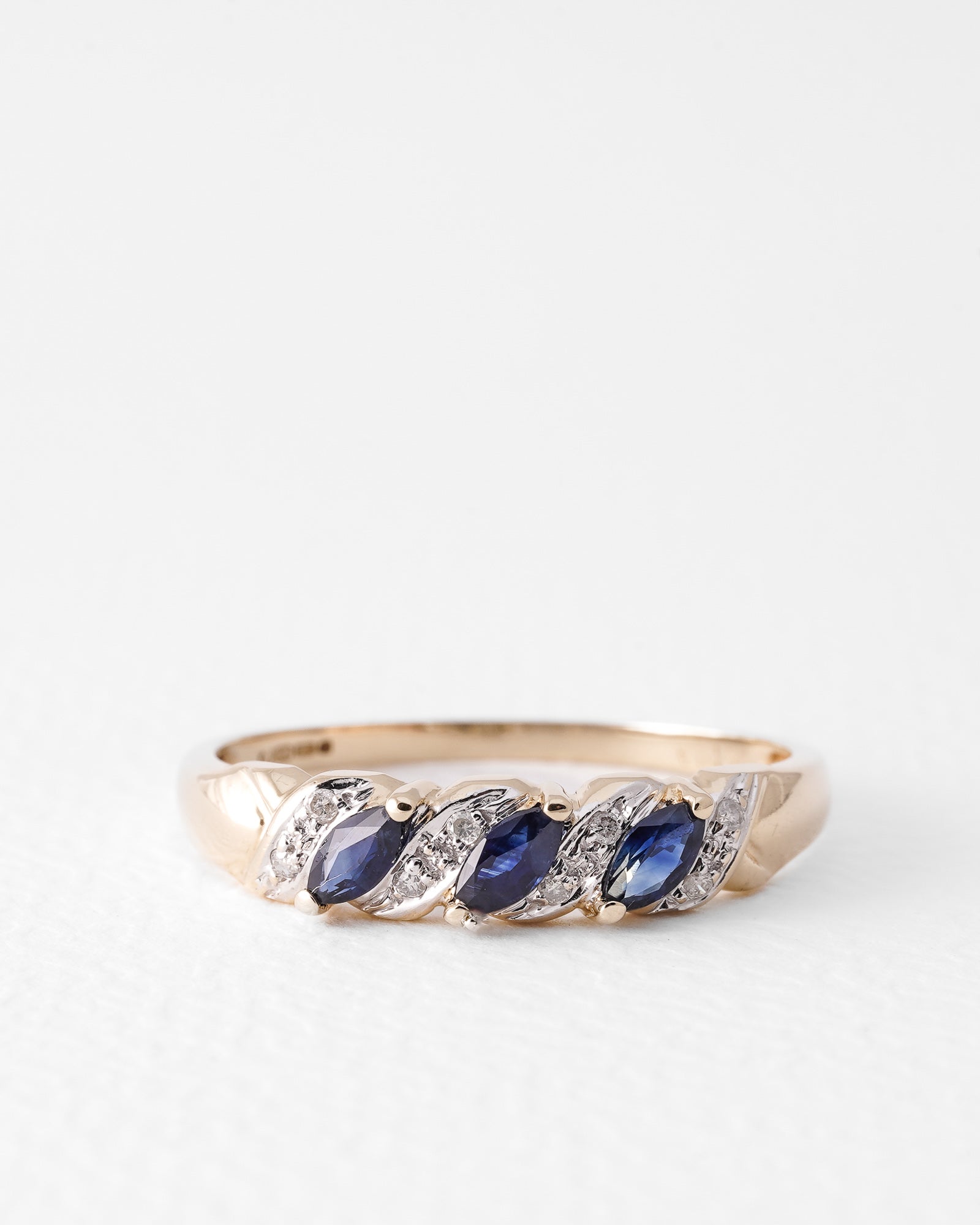 Fleur | Vintage Saffier & Diamant Halve Enternity